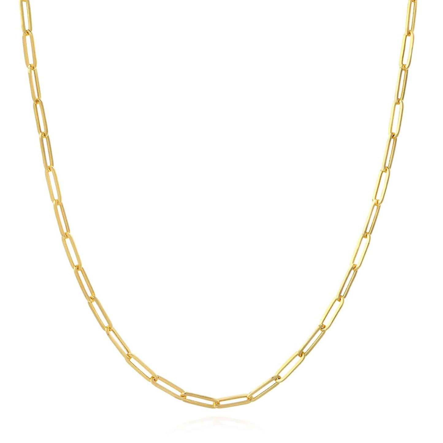 14K Real Gold Yellow White Rose 3.8mm Paperclip Chain Necklace 16"-30"