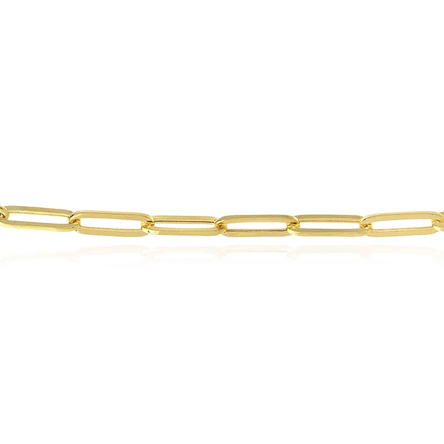 14K Real Gold Yellow White Rose 3.8mm Paperclip Chain Necklace 16"-30"
