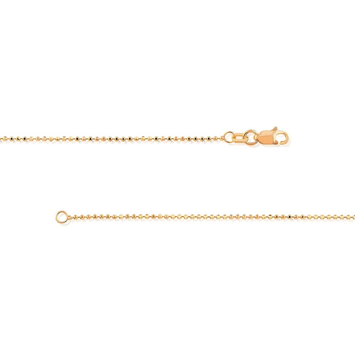 14K Real Gold Yellow White Rose 1.15mm Diamond-Cut Ball Beaded Bracelet 7.25"