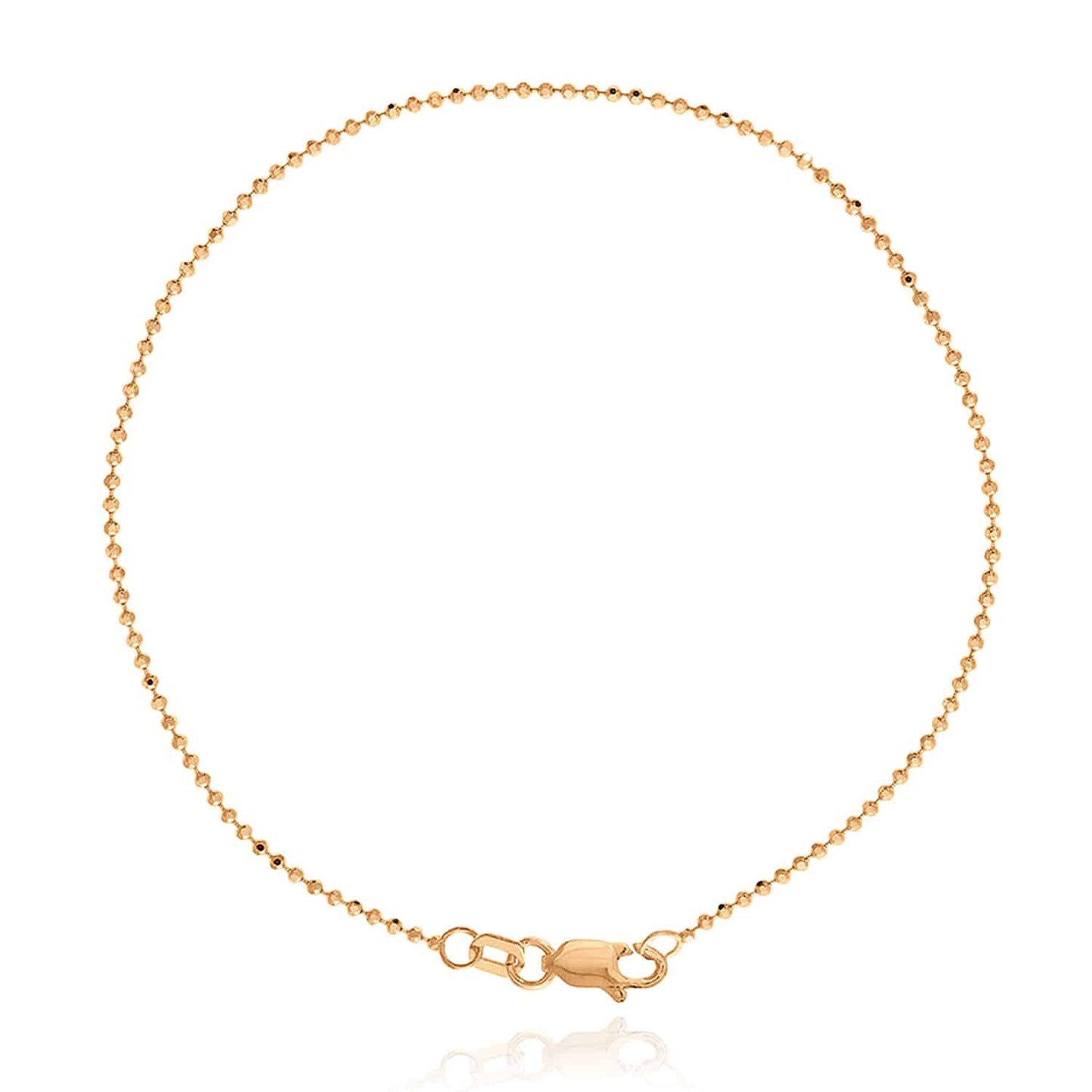 14K Real Gold Yellow White Rose 1.15mm Diamond-Cut Ball Beaded Bracelet 7.25"