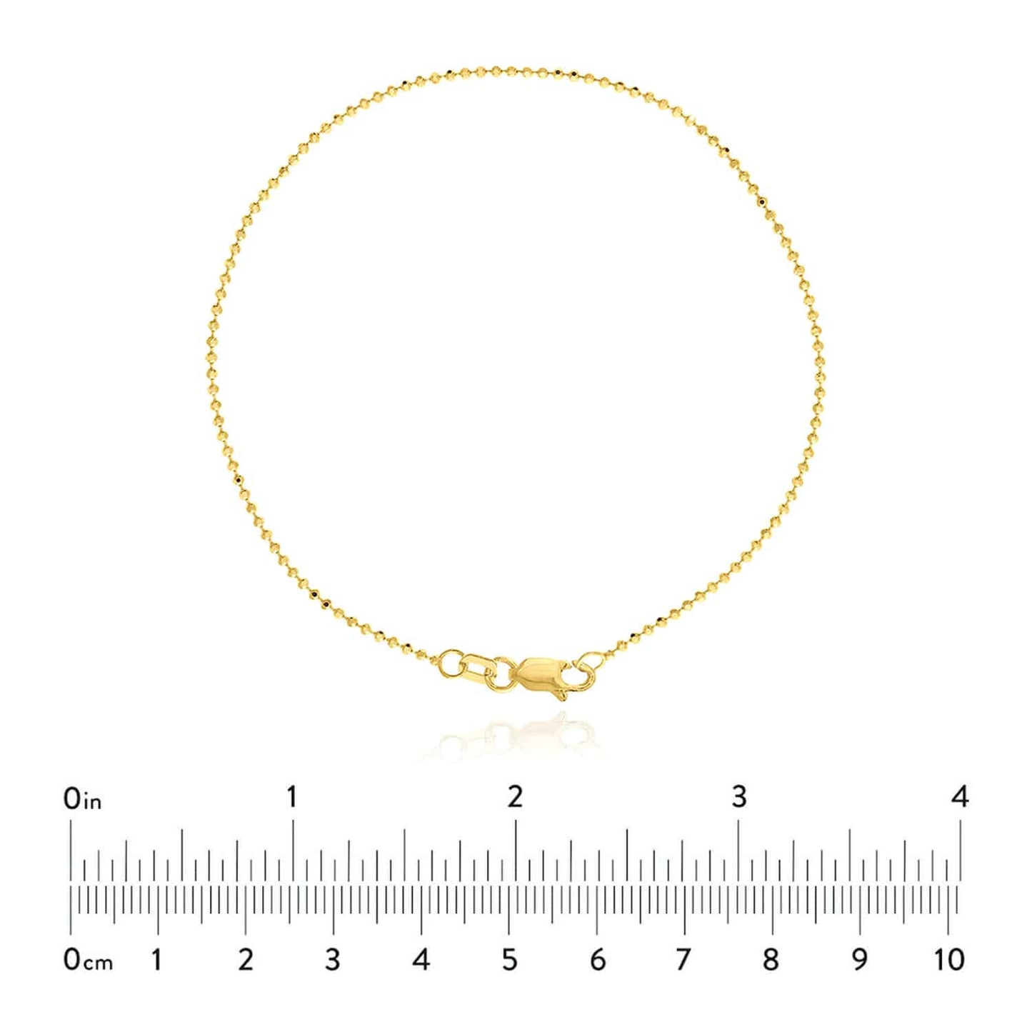 14K Real Gold Yellow White Rose 1.15mm Diamond-Cut Ball Beaded Bracelet 7.25"