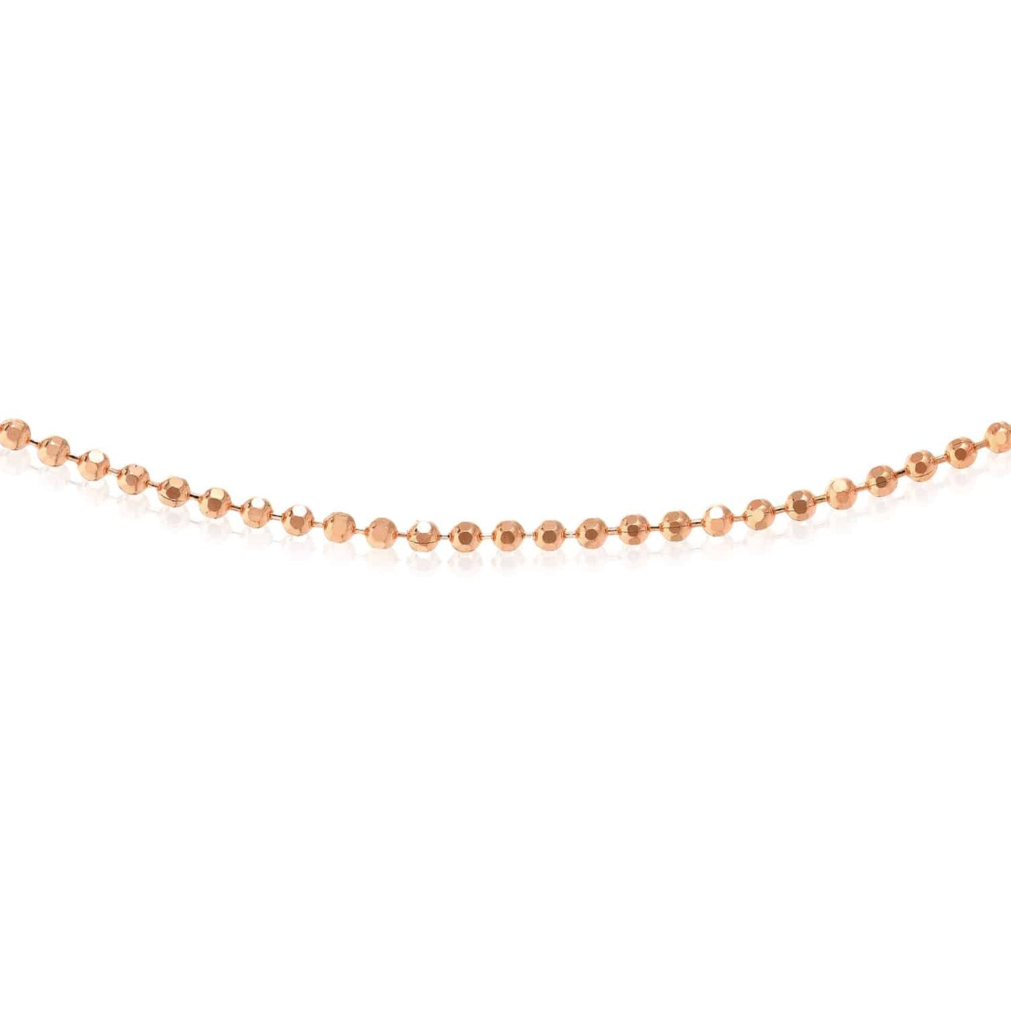 14K Real Gold White Rose 1.15mm Diamond-Cut Ball Bead Chain Necklace 16"-20"