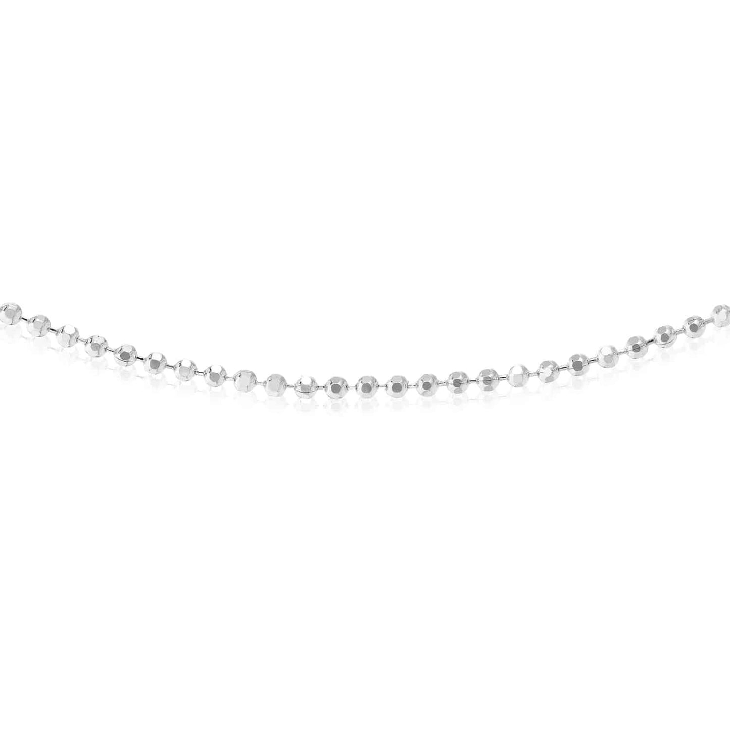 14K Real Gold White Rose 1.15mm Diamond-Cut Ball Bead Chain Necklace 16"-20"