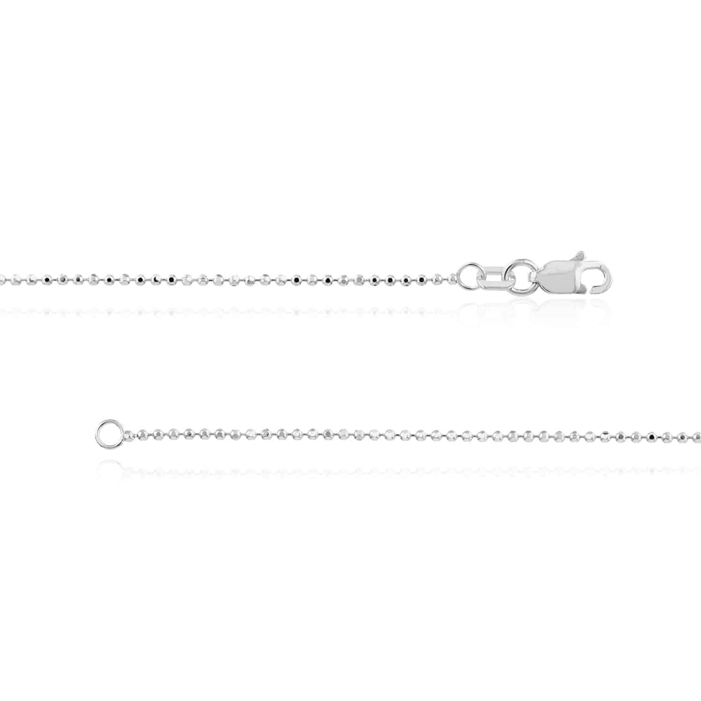 14K Real Gold White Rose 1.15mm Diamond-Cut Ball Bead Chain Necklace 16"-20"