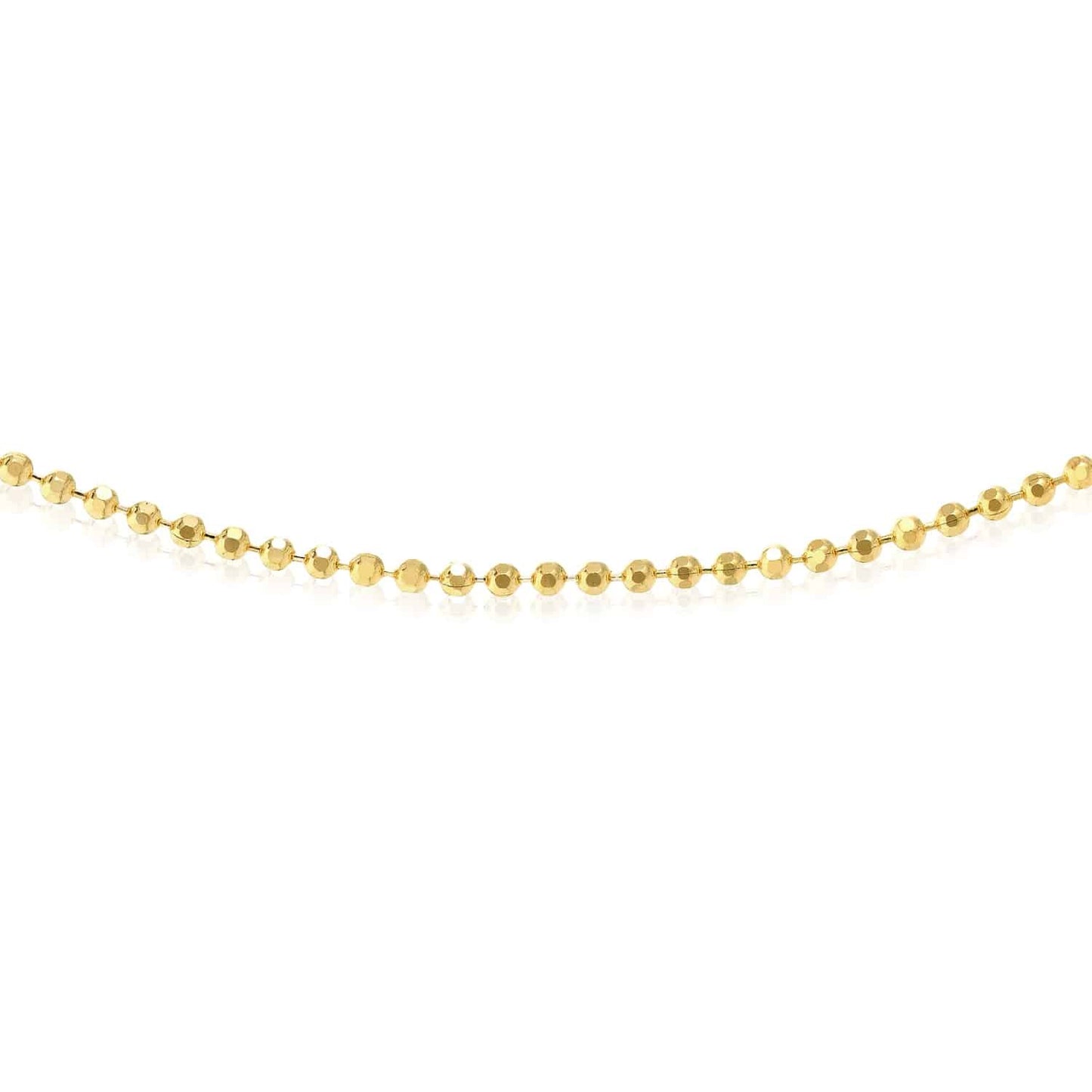 14K Real Gold White Rose 1.15mm Diamond-Cut Ball Bead Chain Necklace 16"-20"