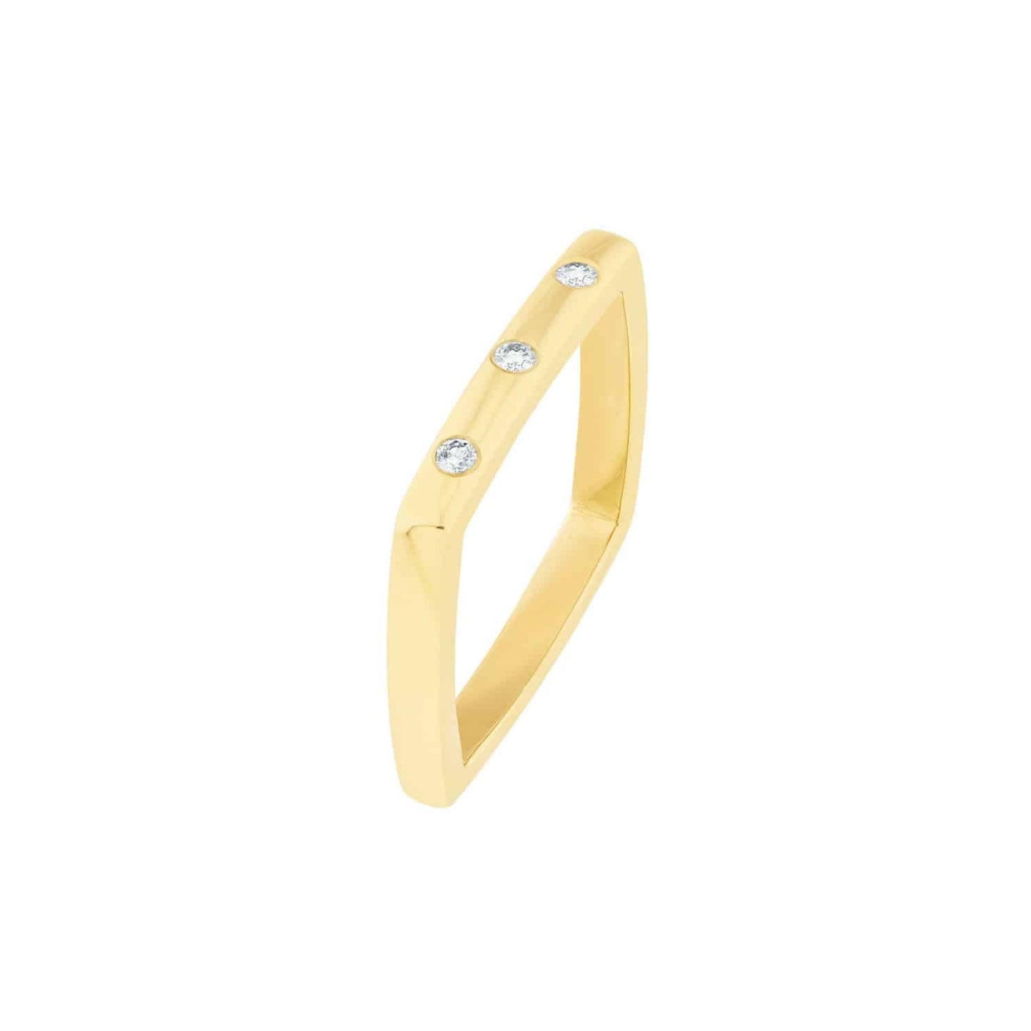 0.08CTW Real Diamond 14K Real Gold Bold Square Band Ring