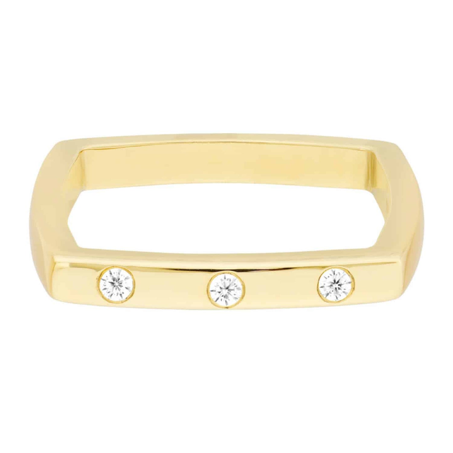 0.08CTW Real Diamond 14K Real Gold Bold Square Band Ring
