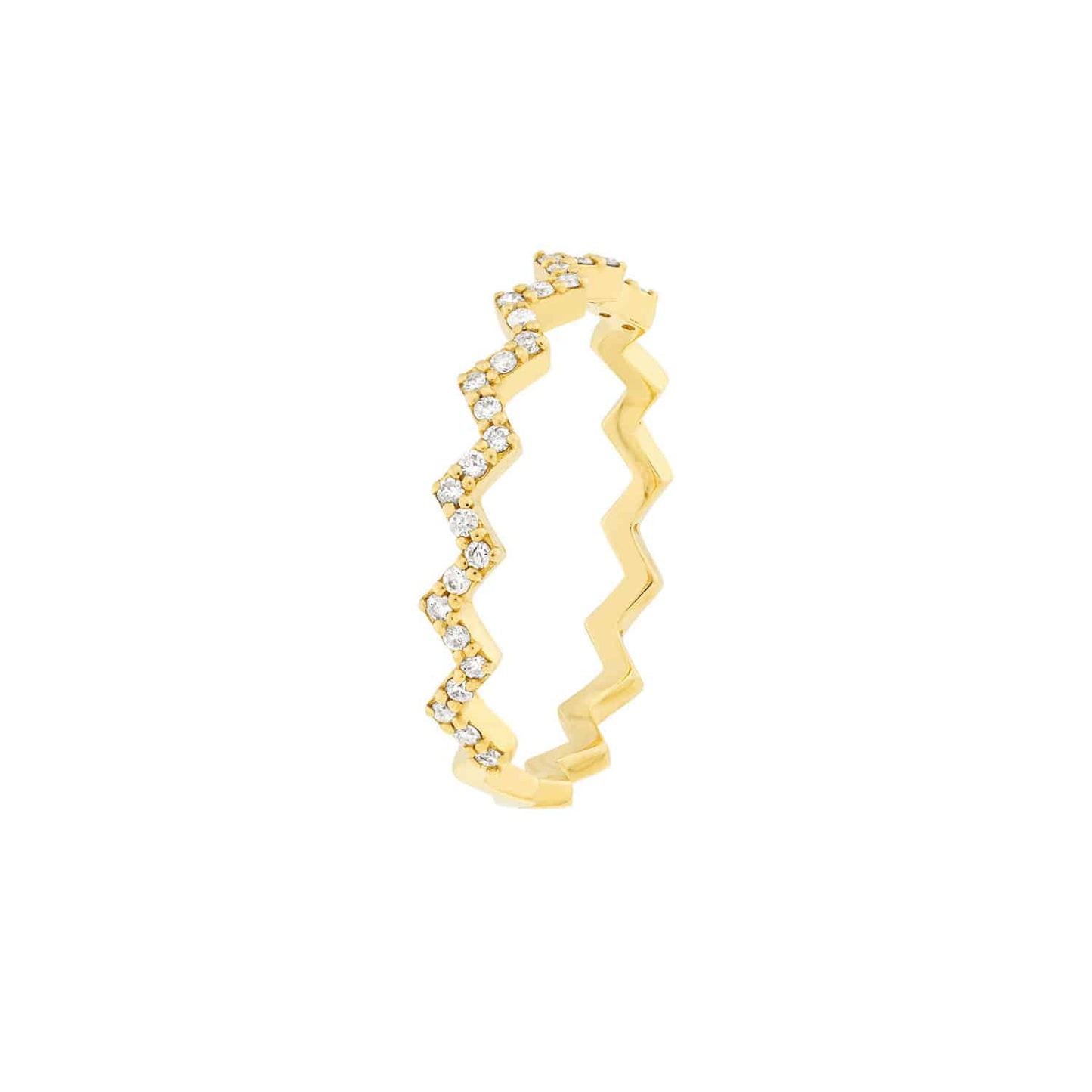 0.19CTW Real Diamond 14K Real Gold Diamond Zig Zag Band Ring