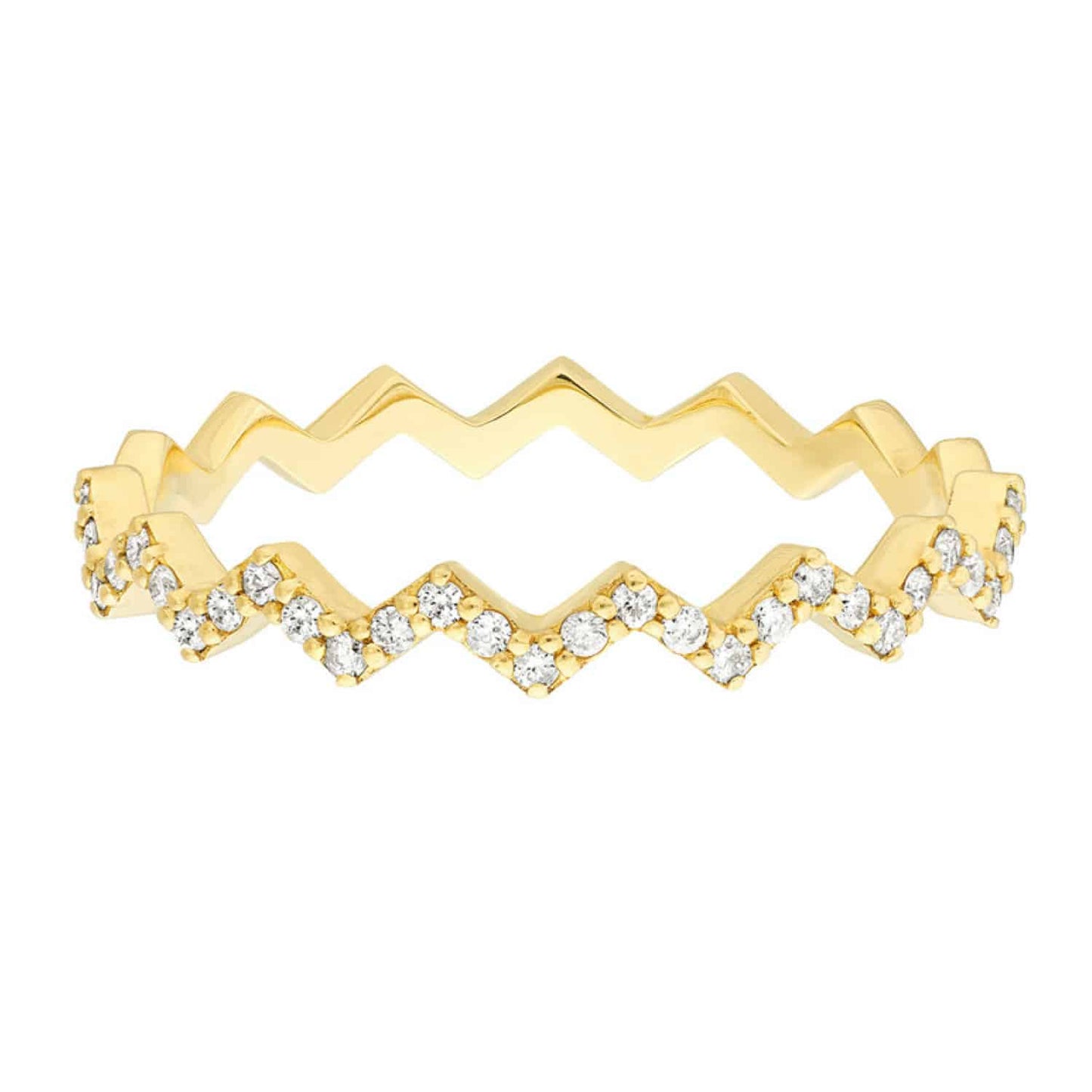 0.19CTW Real Diamond 14K Real Gold Diamond Zig Zag Band Ring