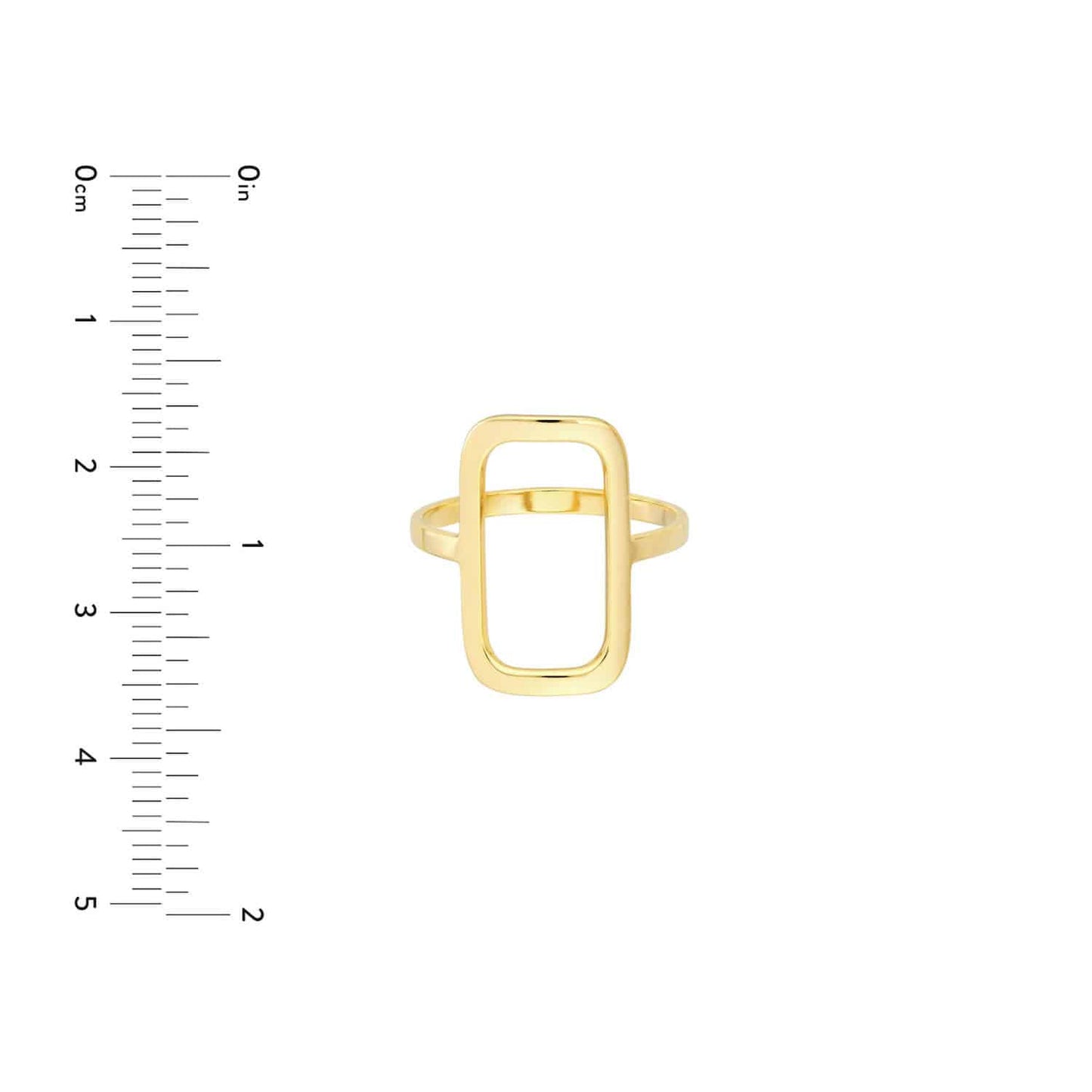 14K Real Gold Rectangular Frame Cocktail Ring
