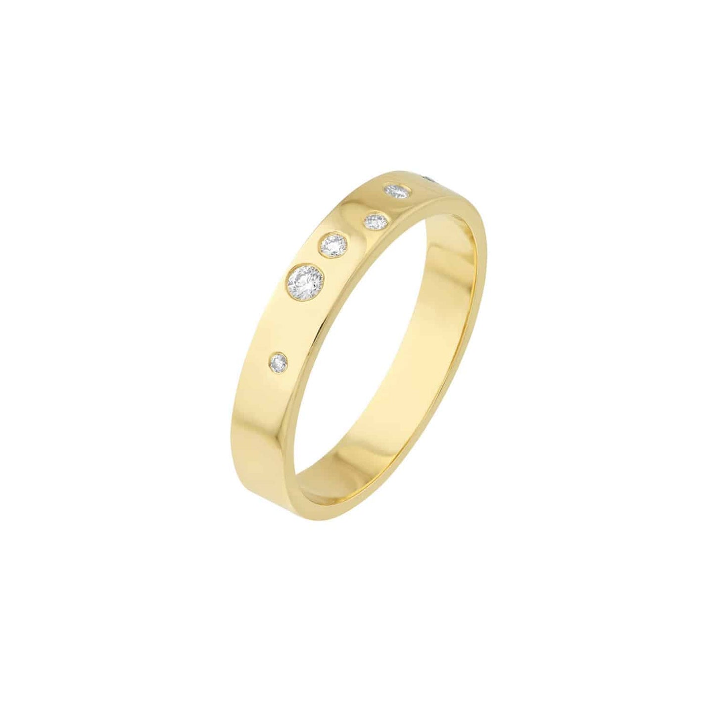 0.06CTW Real Diamond 14K Real Gold Yellow Polished Band Ring