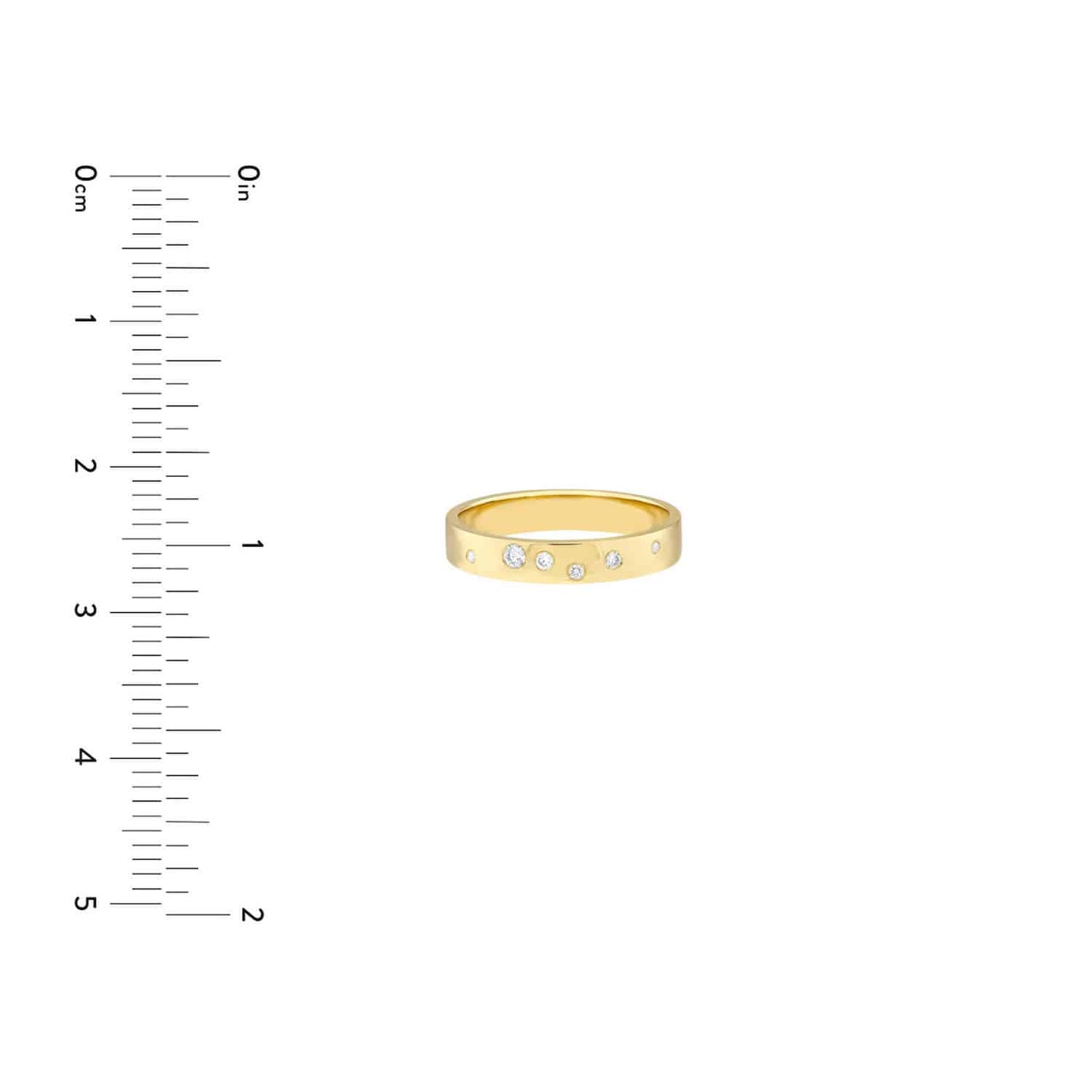 0.06CTW Real Diamond 14K Real Gold Yellow Polished Band Ring