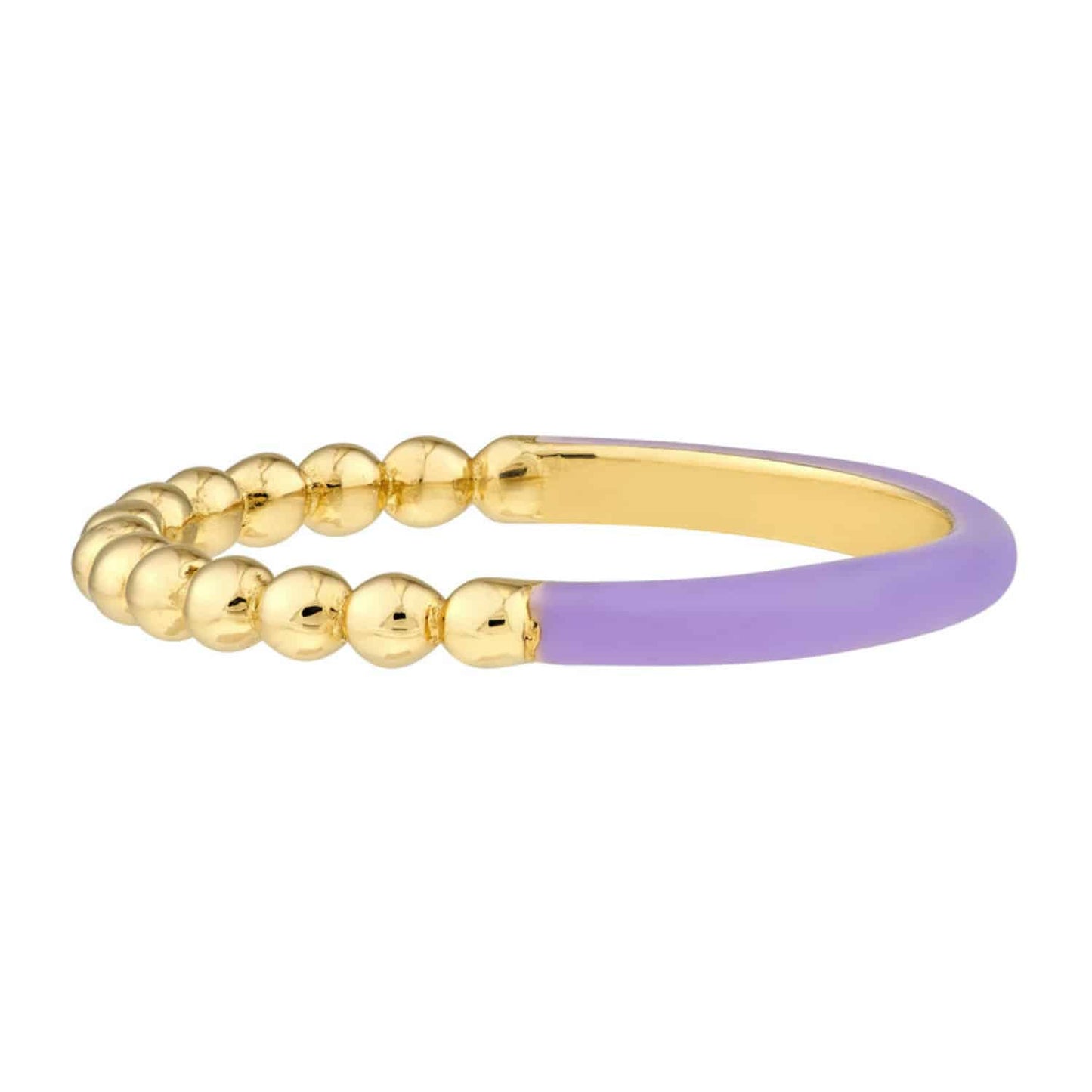 14K Real Gold Beaded Neon Purple Enamel Cocktail Ring