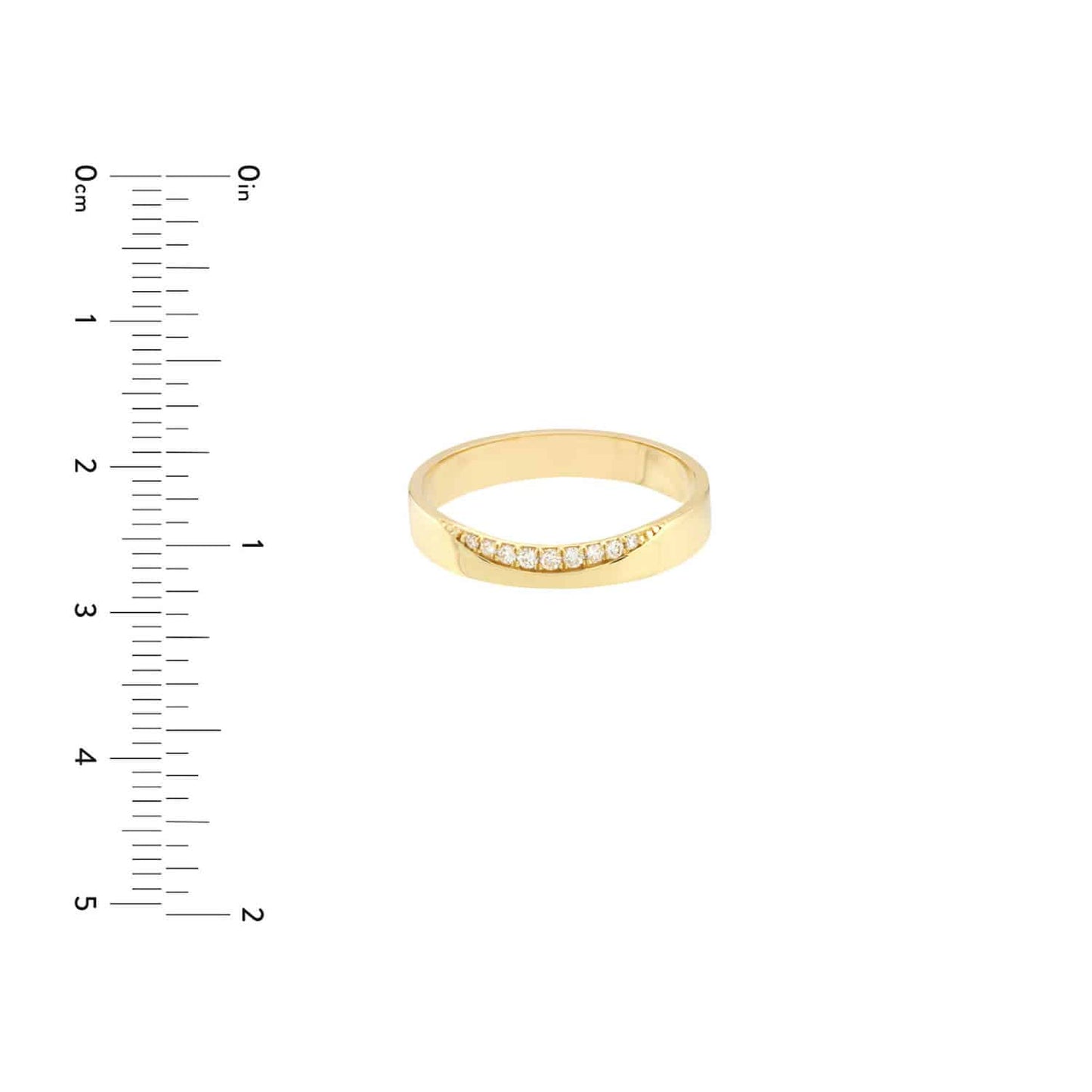 0.06CTW Real Diamond 14K Real Gold Yellow Curved Side Band Ring