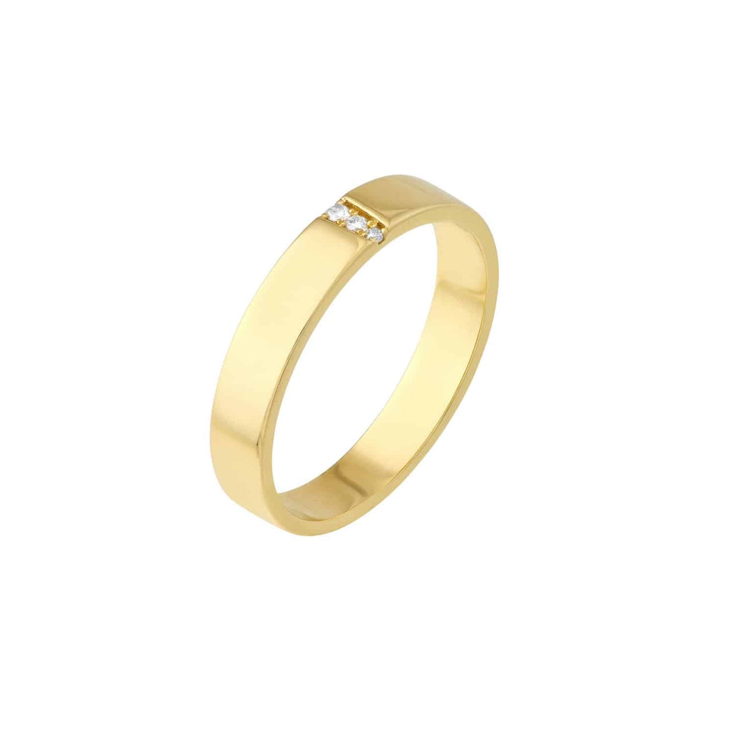 0.03CTW Real Diamond 14K Real Gold Yellow Trio Polished Band Ring