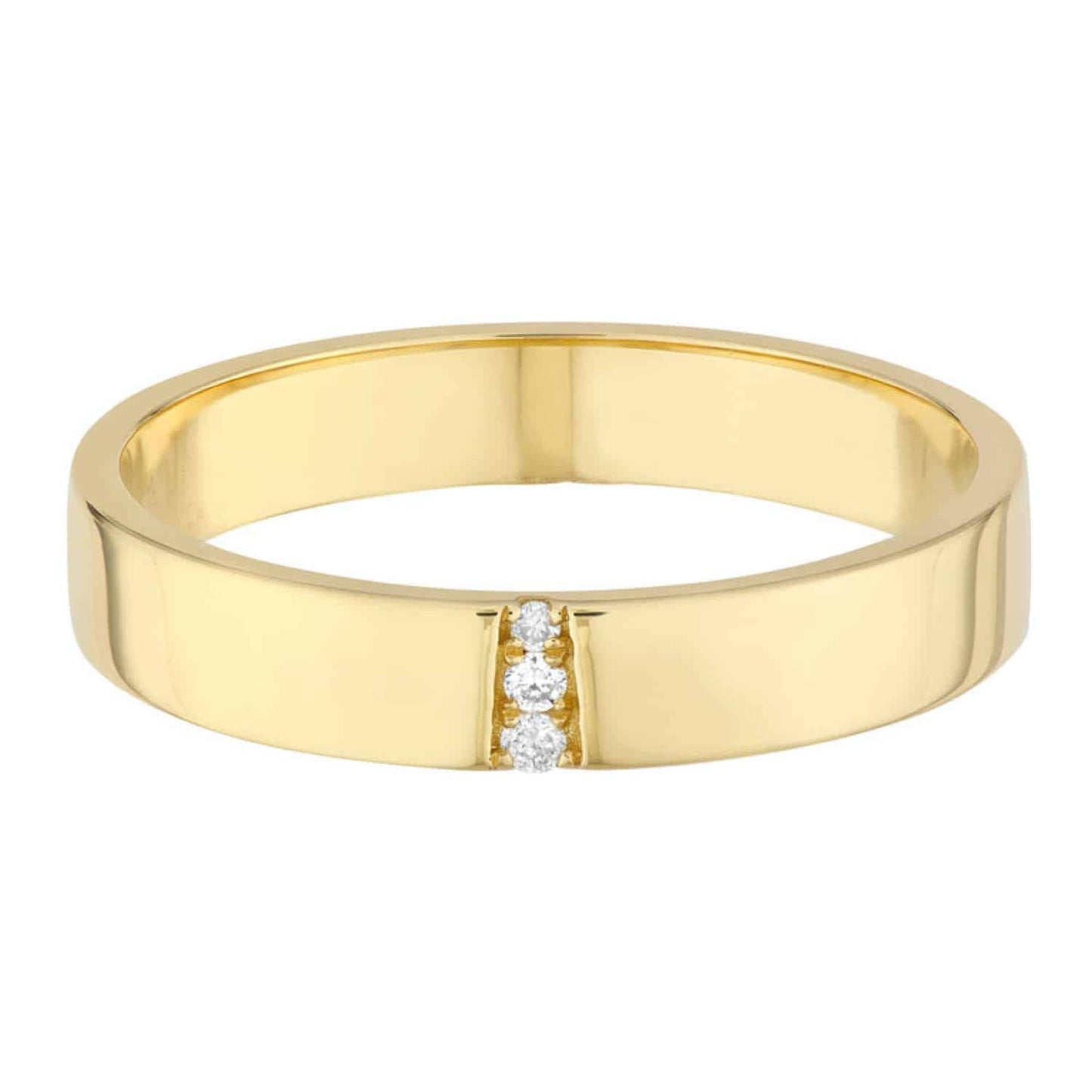 0.03CTW Real Diamond 14K Real Gold Yellow Trio Polished Band Ring