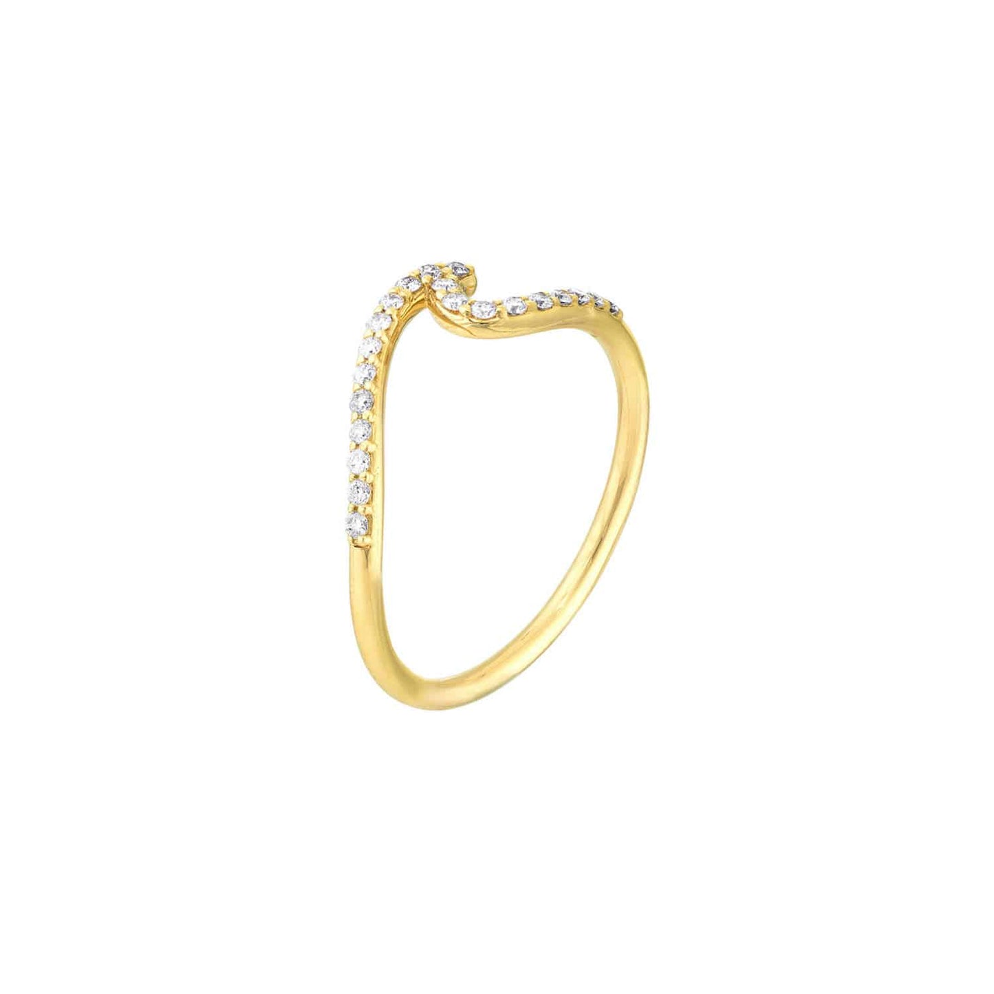 0.16CTW Real Diamond 14K Real Gold Wave Cocktail Ring