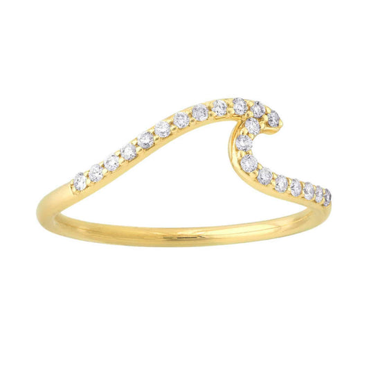 0.16CTW Natural Diamond 14K Gold Wave Cocktail Ring