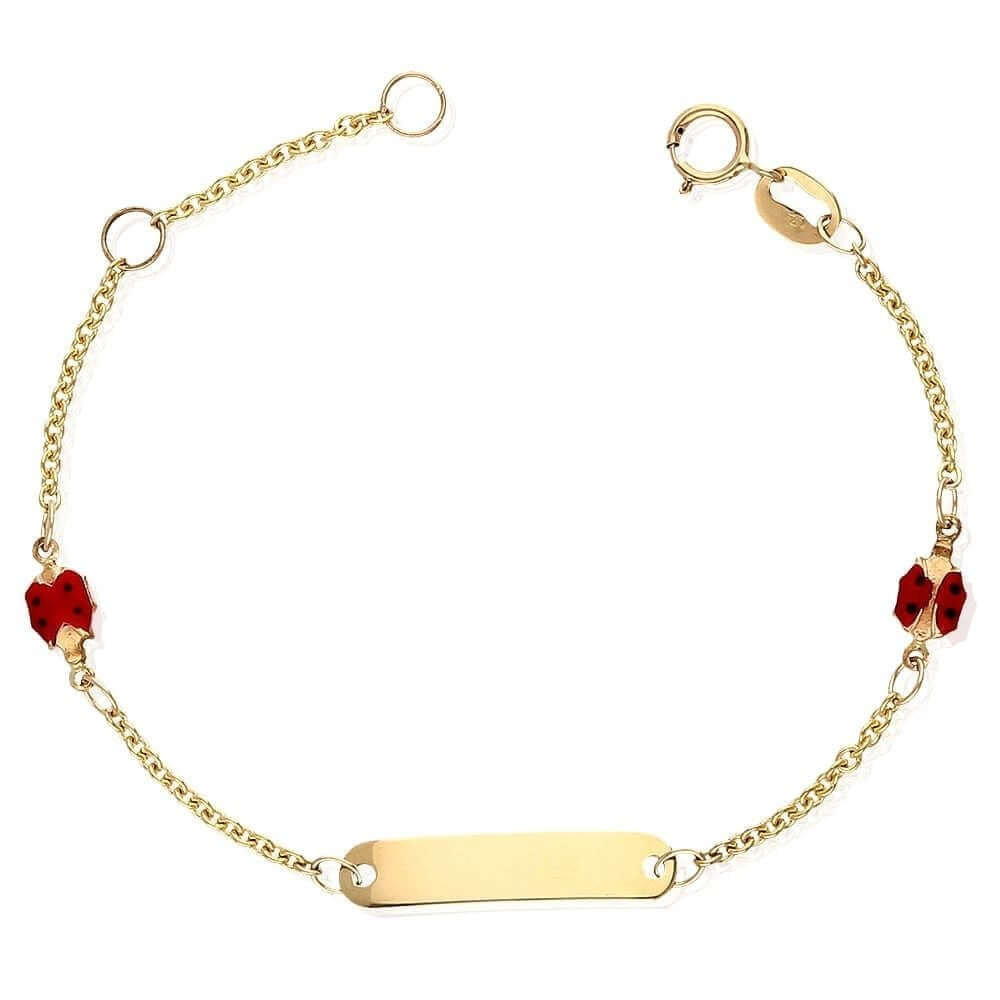 Kids 14K Gold Ladybug Cable Baby ID Bracelet 4.75"-5.25" Adjustable