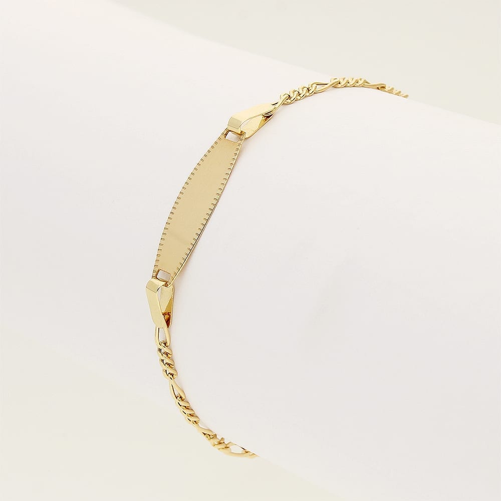 Kid's 14k Yellow Gold 2mm Figaro Baby ID Bracelet Adjustable 4.75"-5.5"