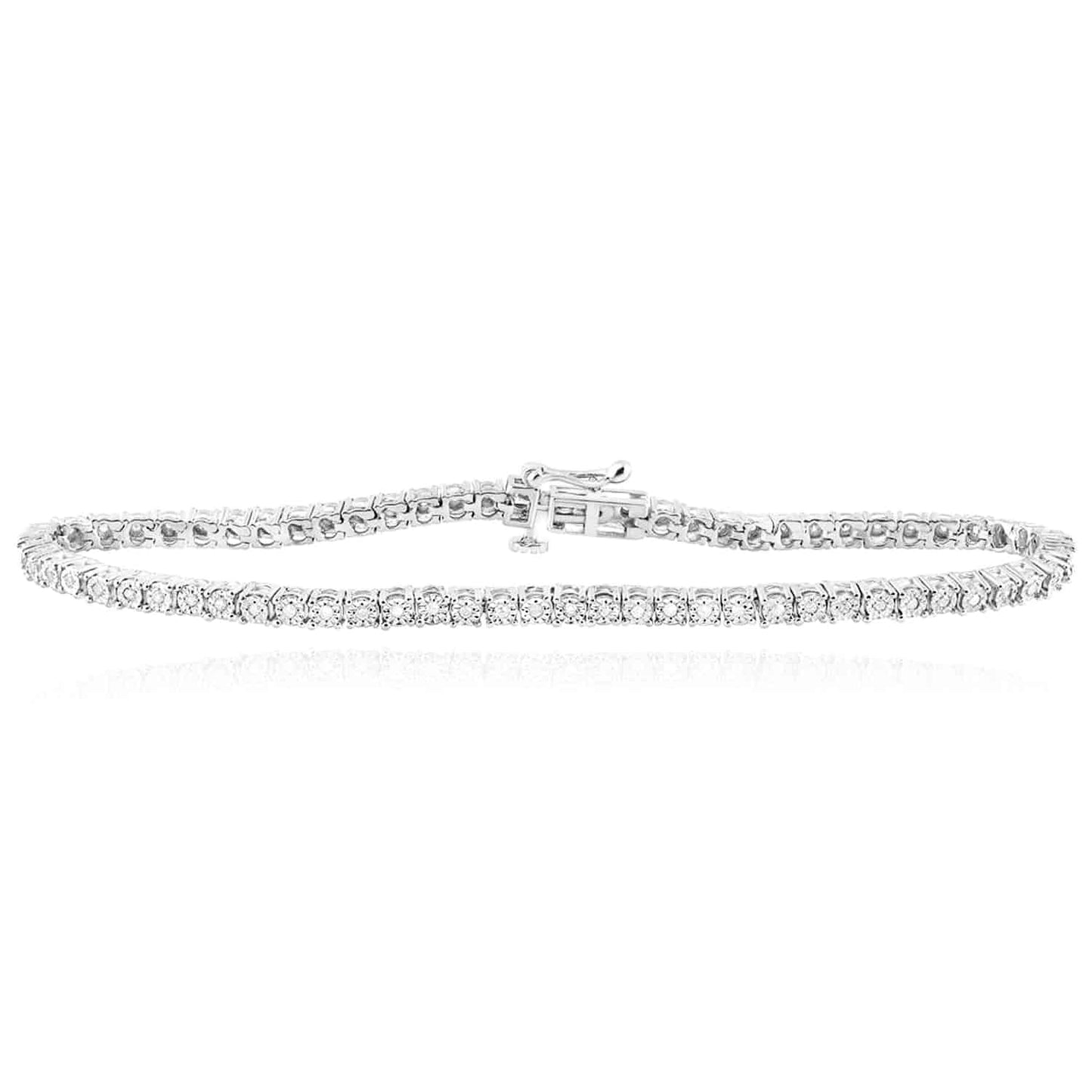 0.51CTW Real Diamond Yellow White Sterling Silver 3.5mm Tennis Bracelet 8"
