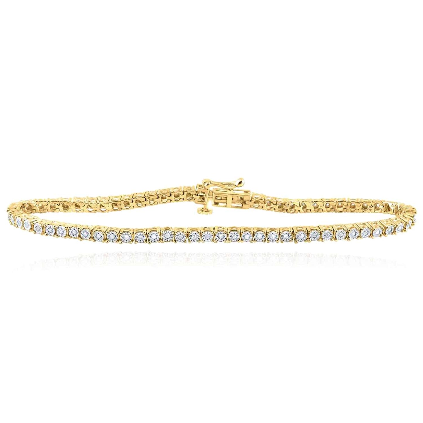 0.51CTW Real Diamond Yellow White Sterling Silver 3.5mm Tennis Bracelet 8"