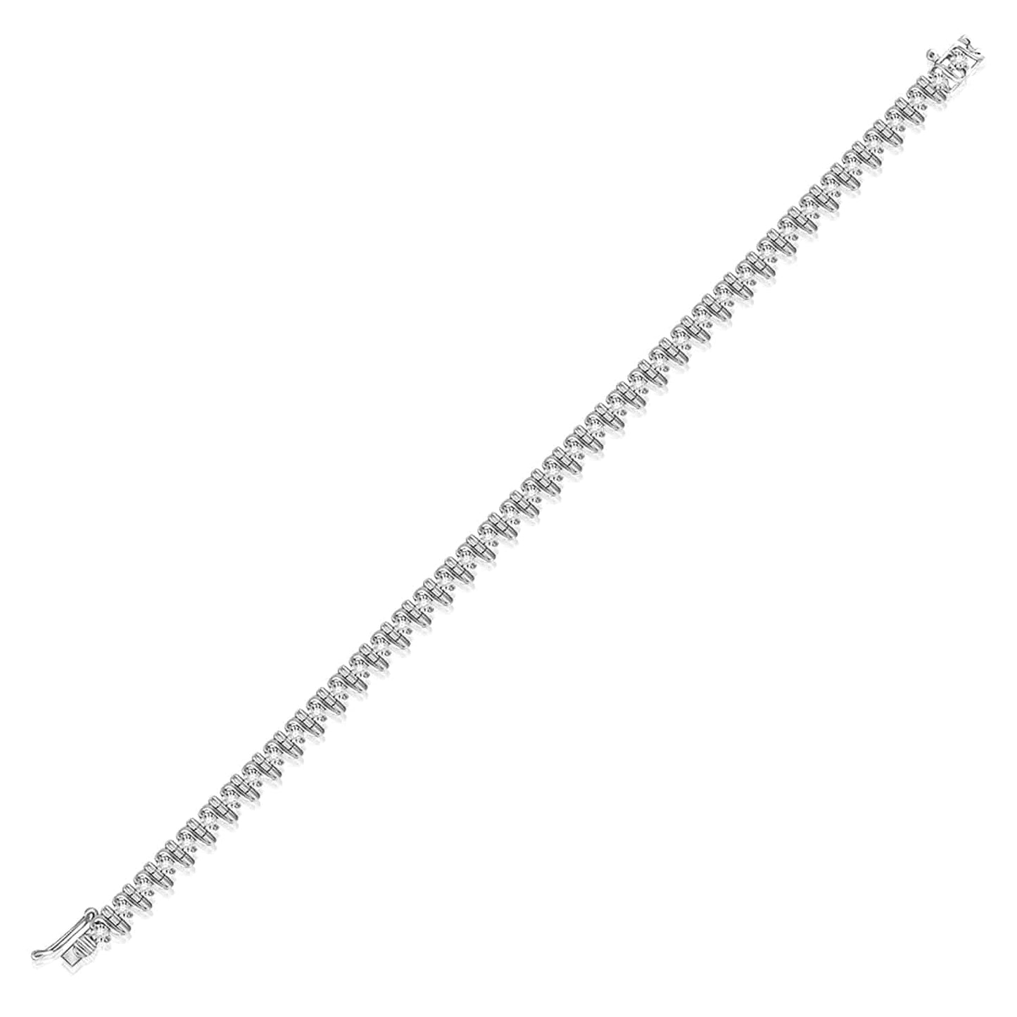 0.33CTW Real Diamond 5mm Sterling Silver S-Link Tennis Bracelet 7"