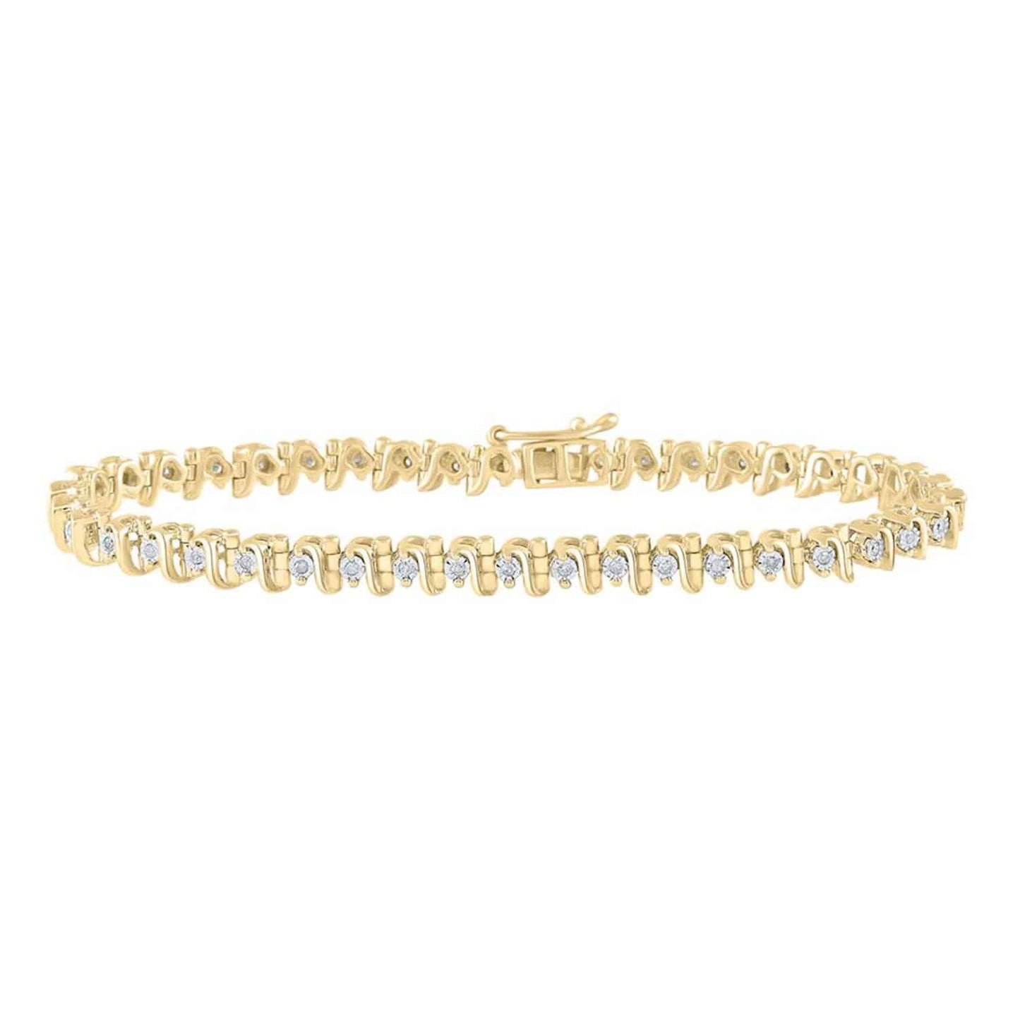 0.33CTW Real Diamond 5mm Sterling Silver S-Link Tennis Bracelet 7"