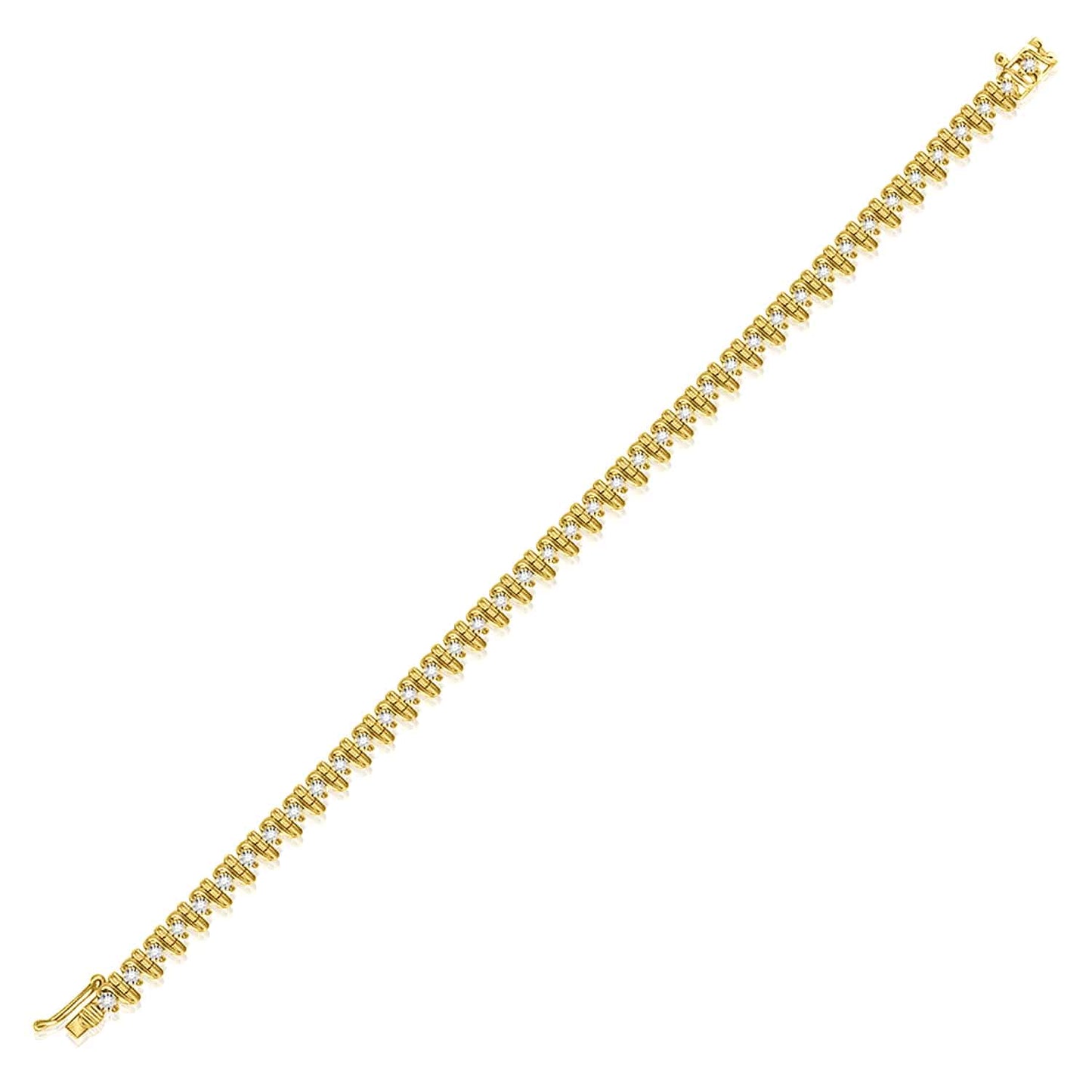 0.33CTW Real Diamond 5mm Sterling Silver S-Link Tennis Bracelet 7"