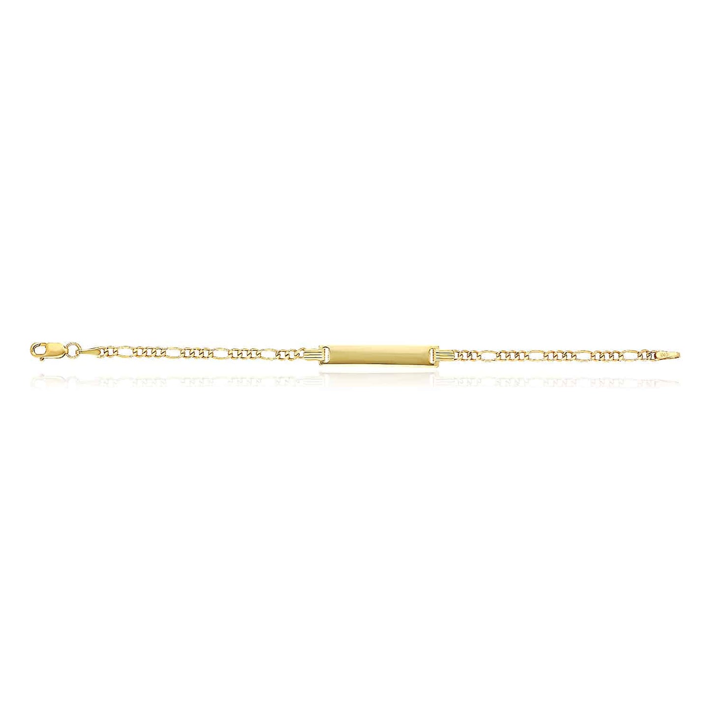 Kid's 10K Gold Yellow Figaro Engravable ID Bar Bracelet 5.5"