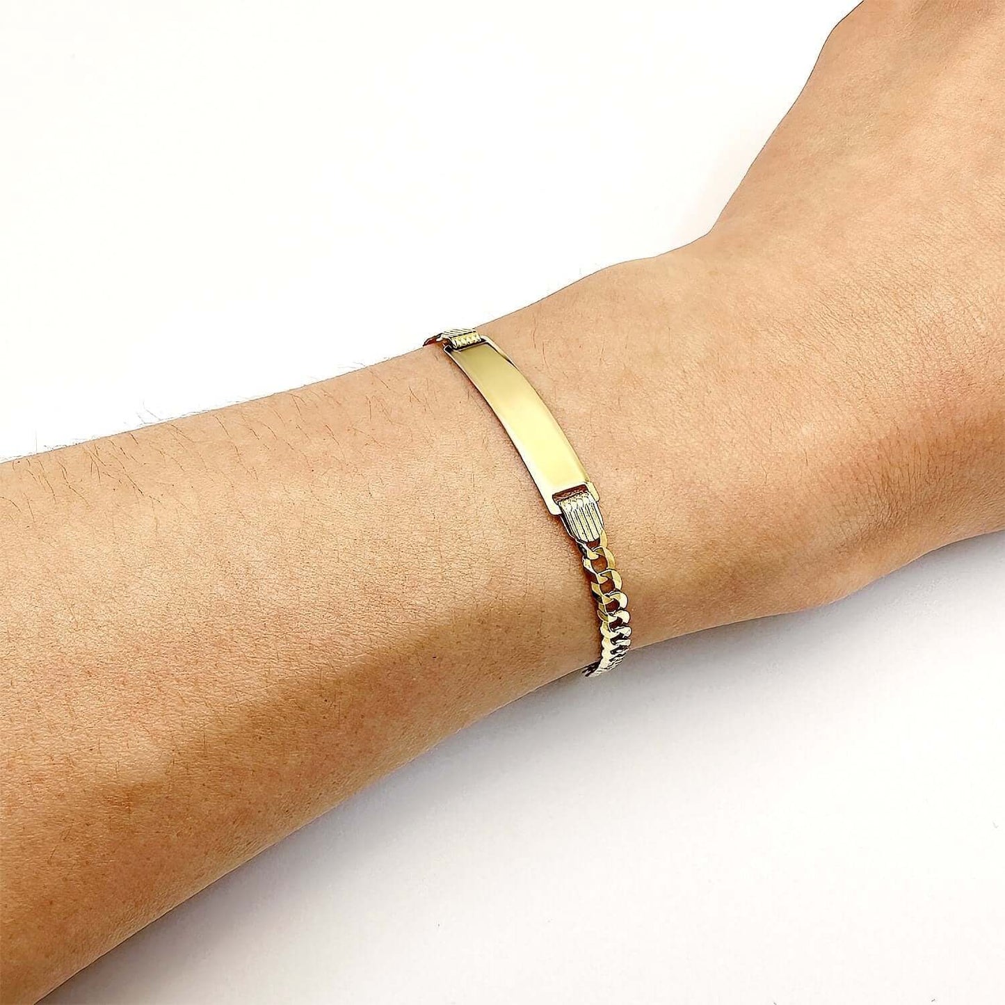 Kids 10K Gold Yellow Cuban Engravable ID Bracelet 6"