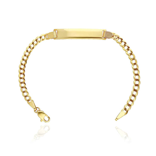 Kids 10K Yellow Gold Cuban Engravable ID Bracelet (Solid Links) 6"