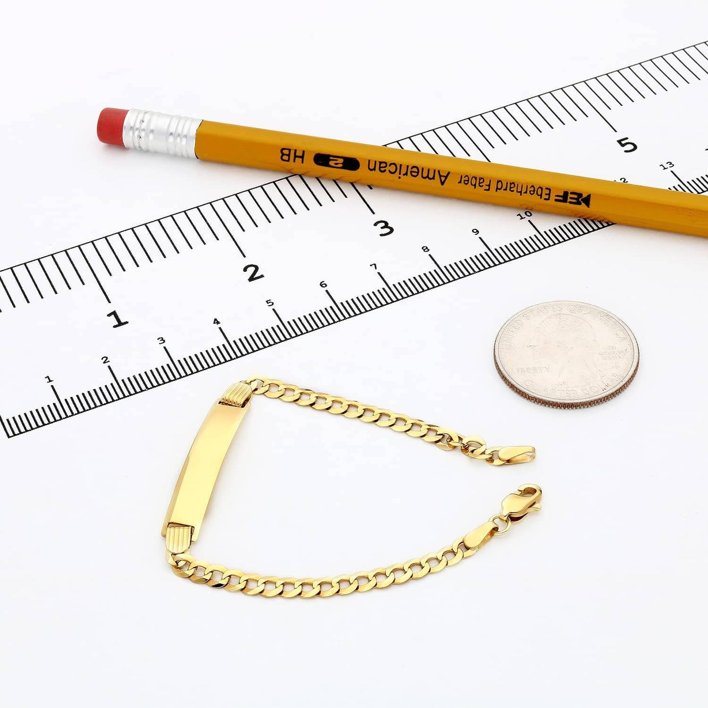 Kids 10K Gold Yellow Cuban Engravable ID Bracelet 6"