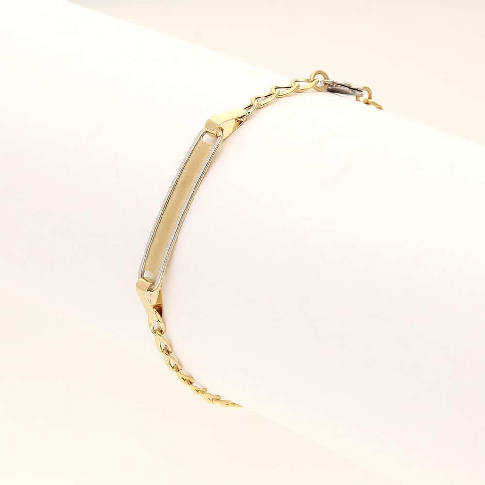 Kids 14K Gold Cuban Flower Charm ID Bracelet 4.5"-5.25" Adjustable