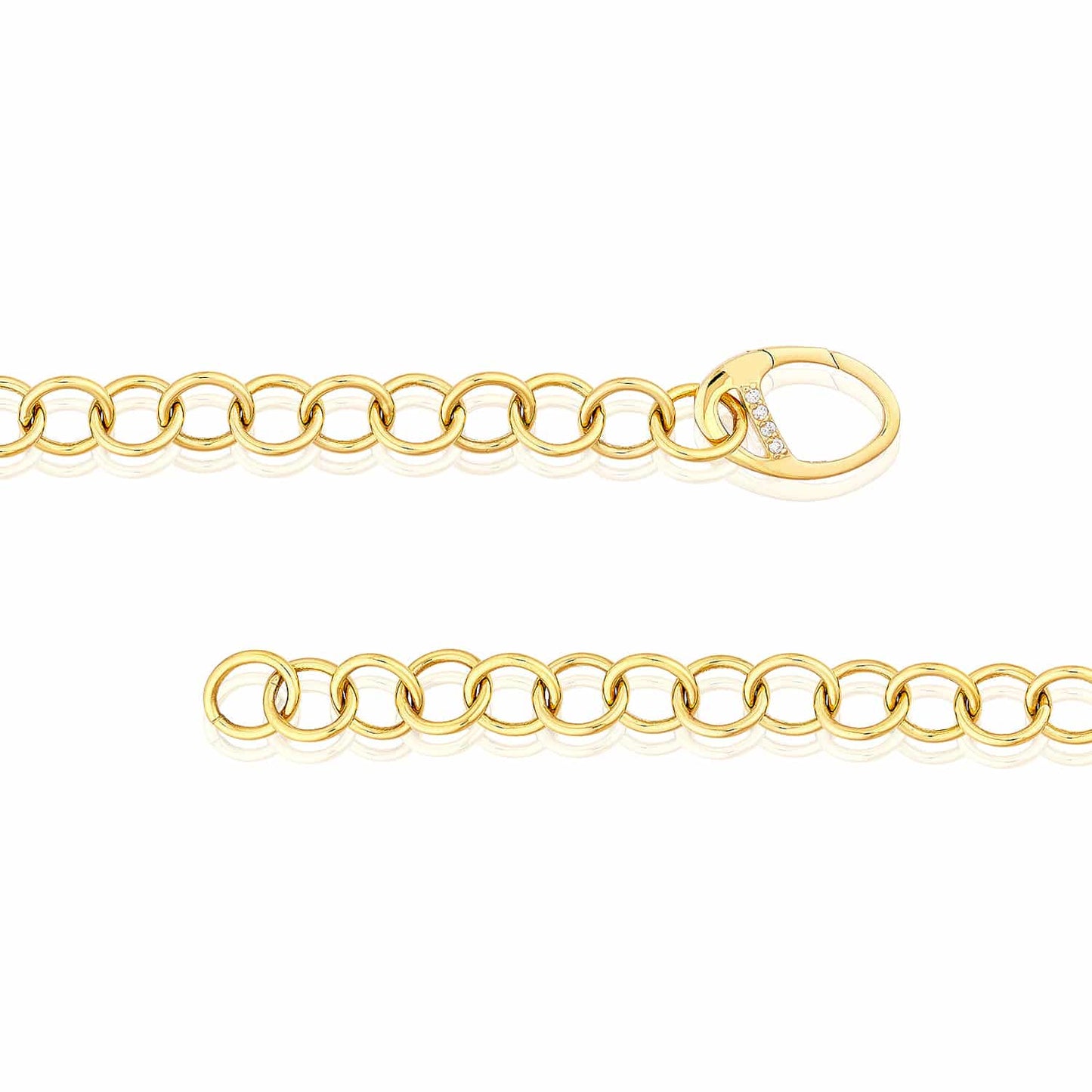 0.07CTW Real Diamond 14K Real Gold Yellow Round Link Bracelet Clasp 7.5"