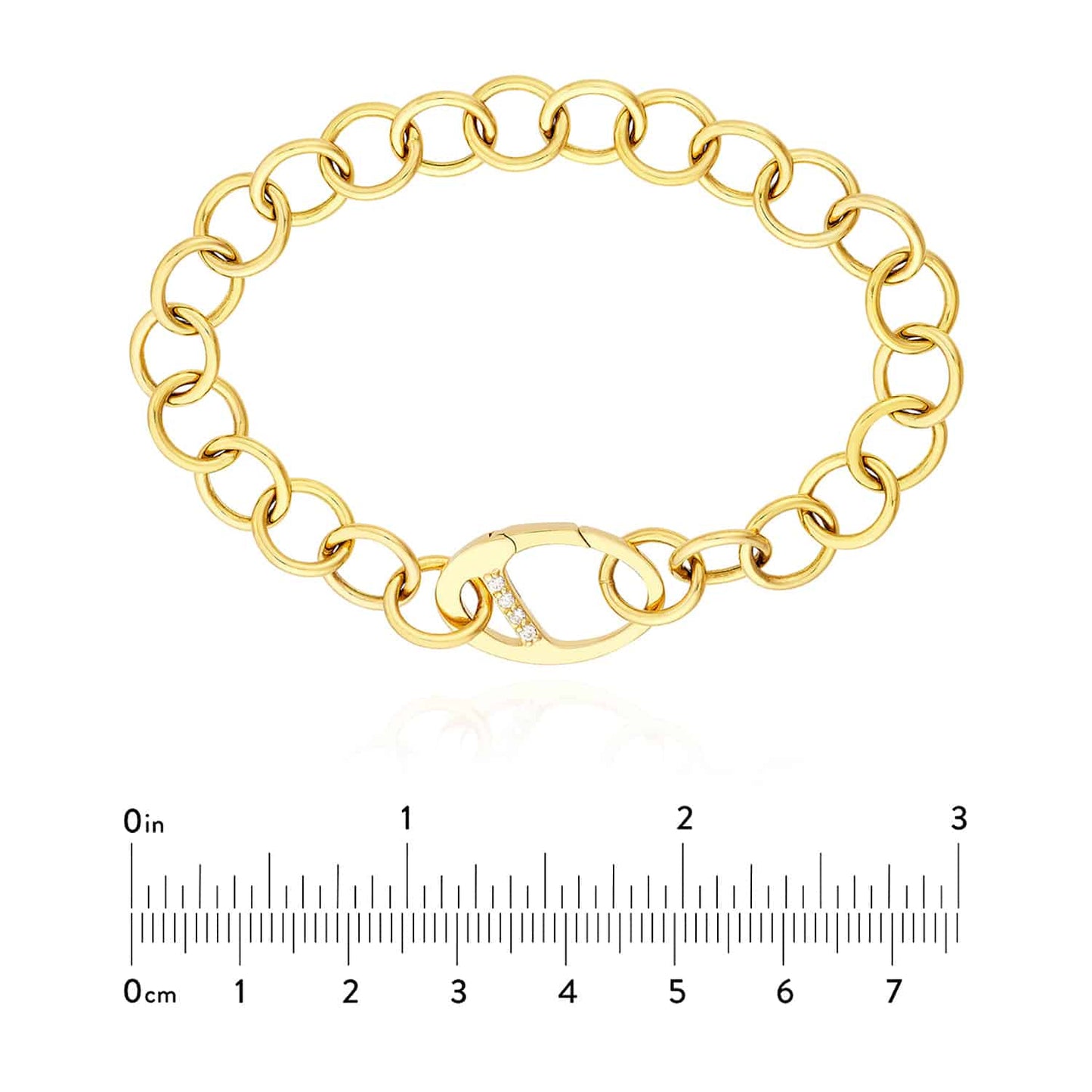 0.07CTW Real Diamond 14K Real Gold Yellow Round Link Bracelet Clasp 7.5"