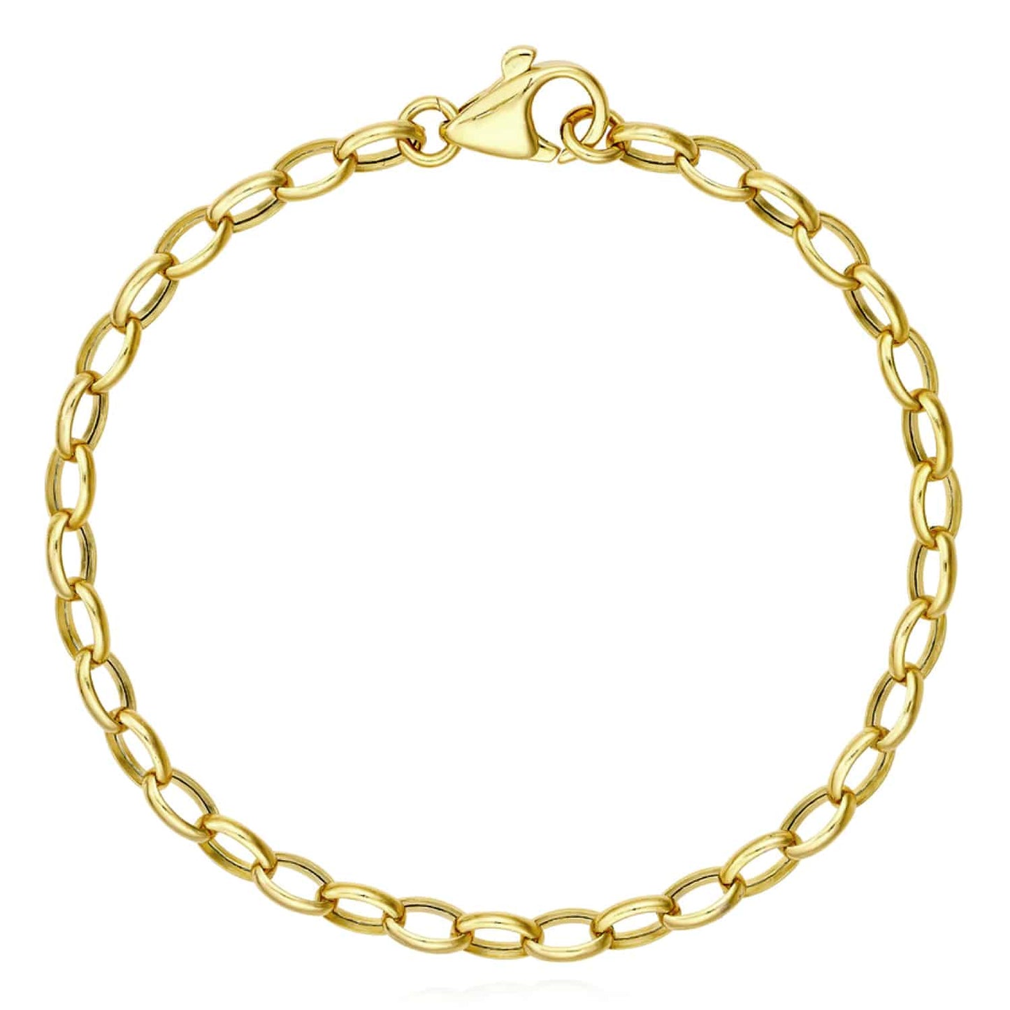 14K Real Gold Yellow 4.5mm Oval Cable Bracelet 7.5"
