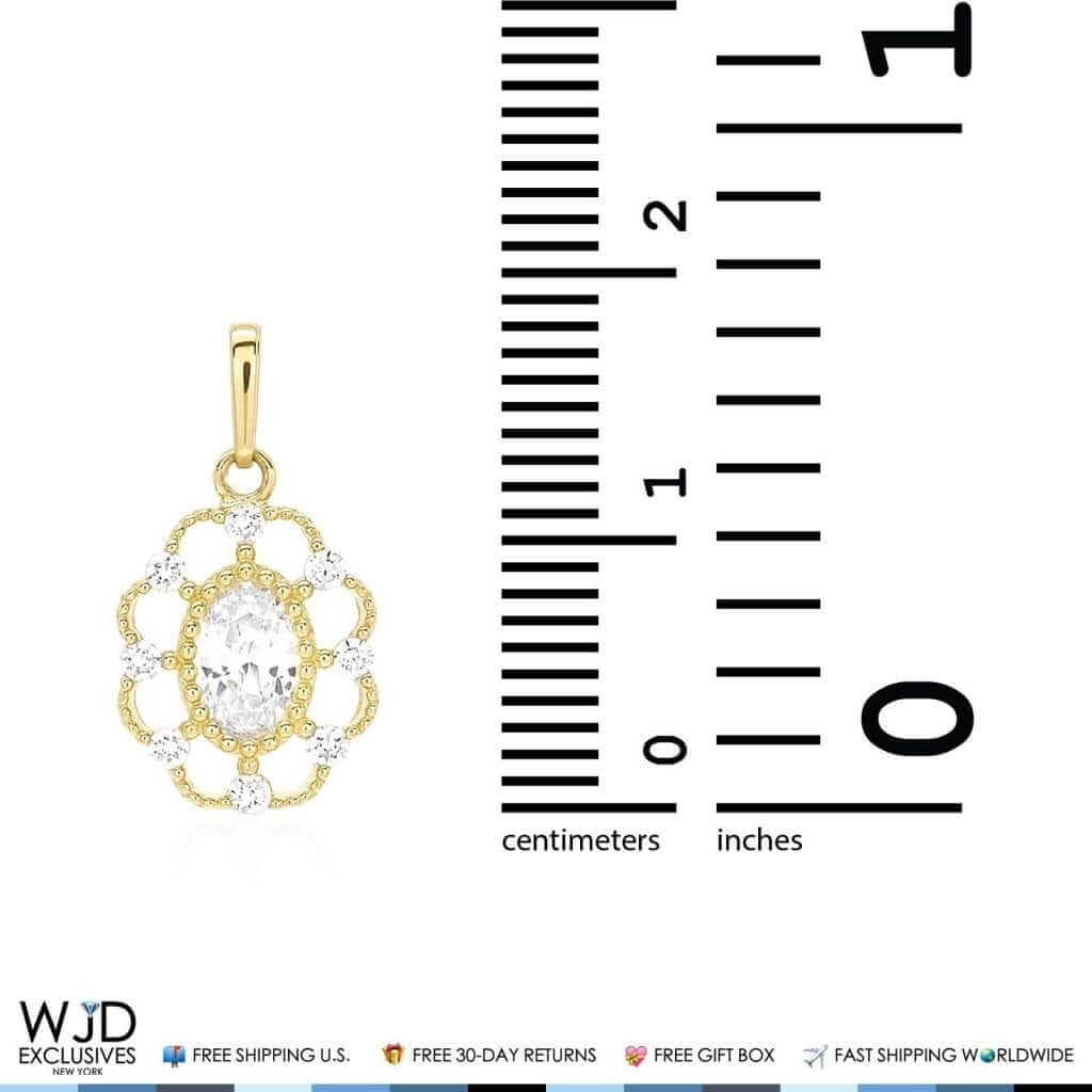 1.20CTW CZ 14K Yellow Gold Flower Halo Pendant