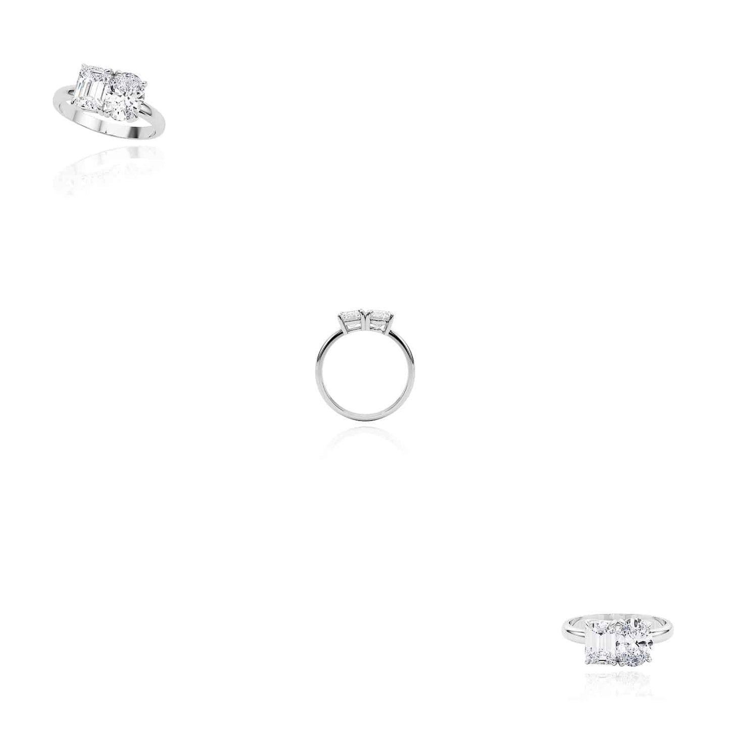 2CTW Lab-Grown Diamond 18K Gold White Emerald Oval Engagement Ring