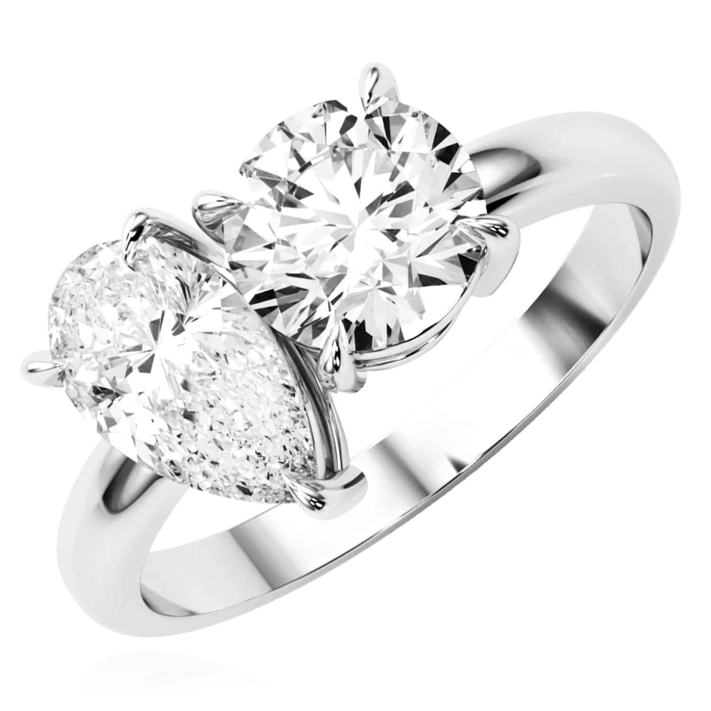 2.00CTW Lab-Grown Diamond Double Round Pear 18K Gold White Engagement Ring