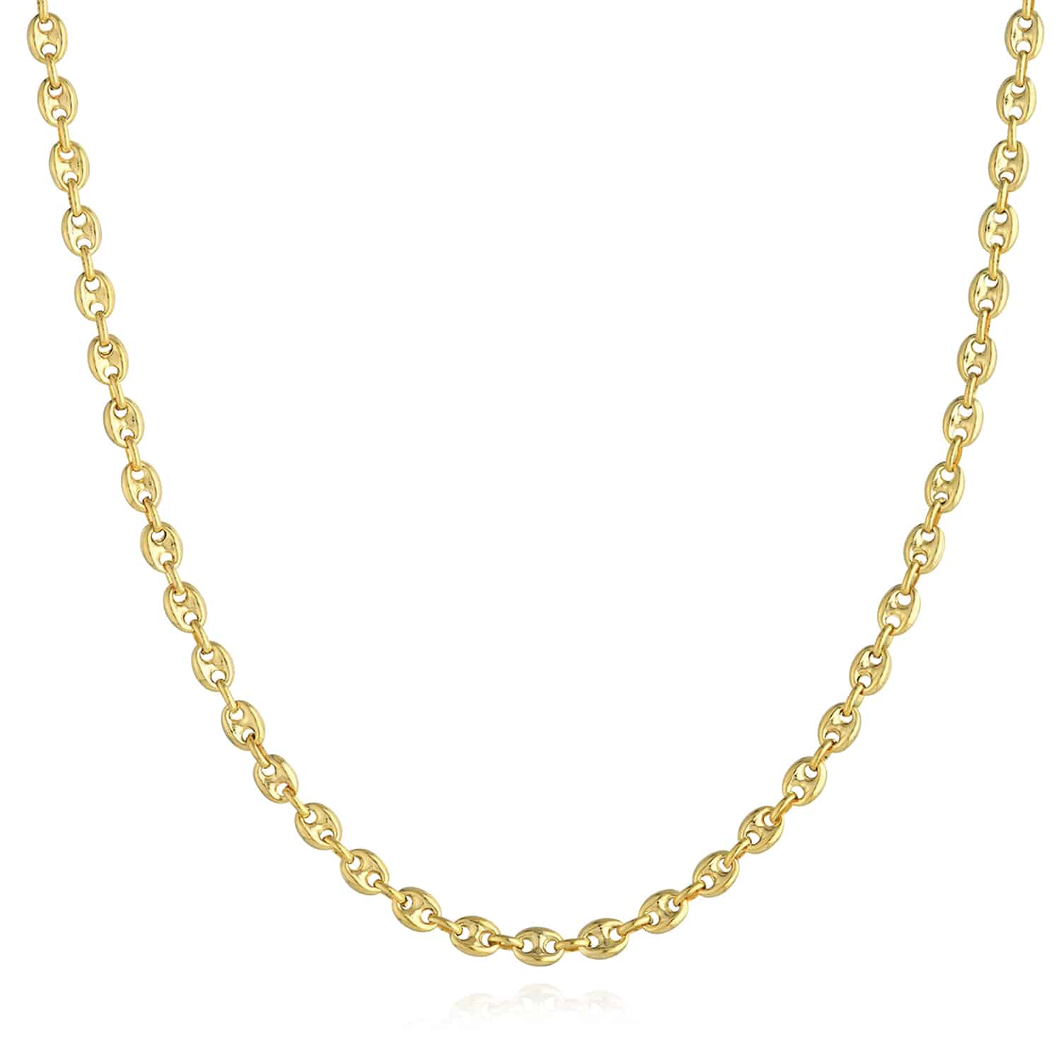 14K Yellow Gold 4.5mm Puffed Anchor Mariner Chain (Hollow) 18