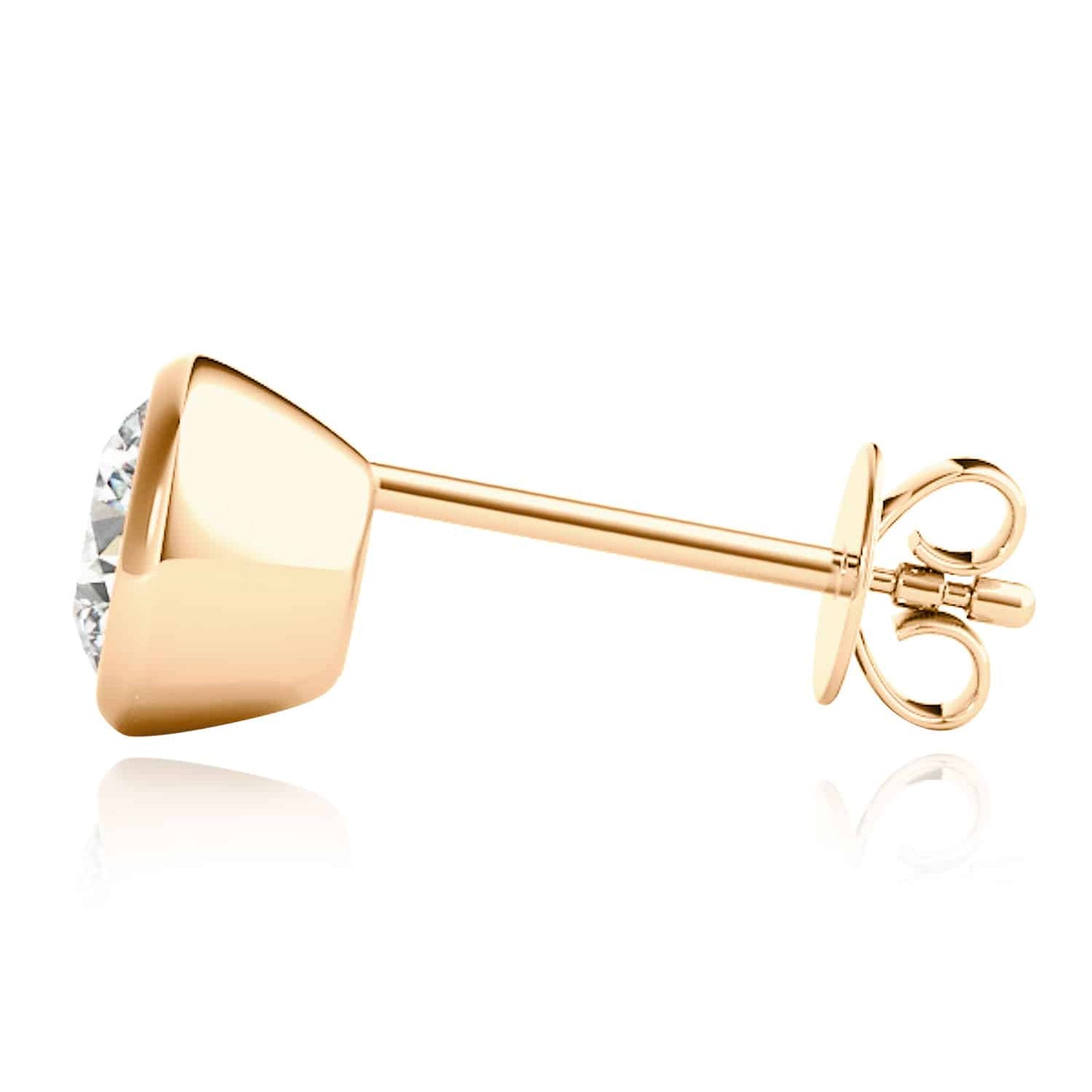 2CTW Lab-Grown Diamond 14K Real Gold Yellow White Rose Bezel Stud Earrings 6mm