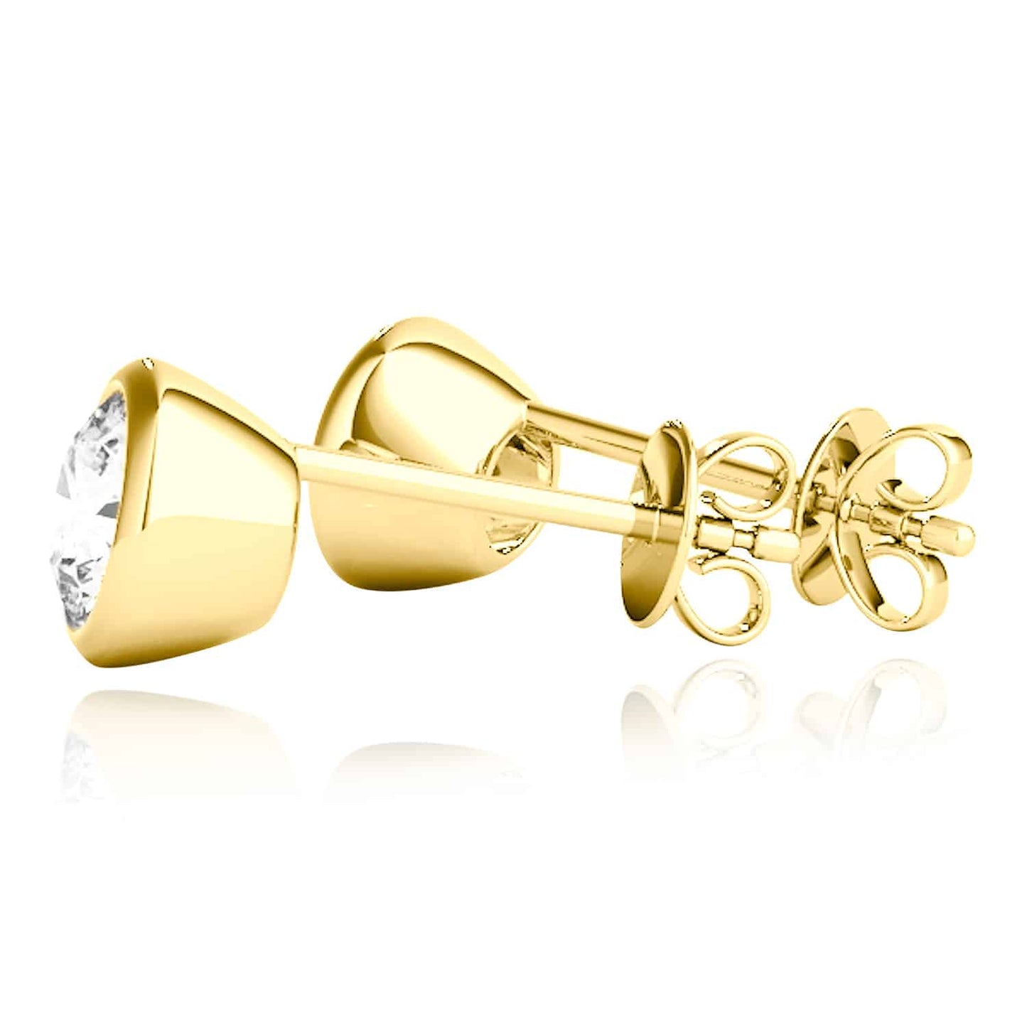 2CTW Lab-Grown Diamond 14K Real Gold Yellow White Rose Bezel Stud Earrings 6mm