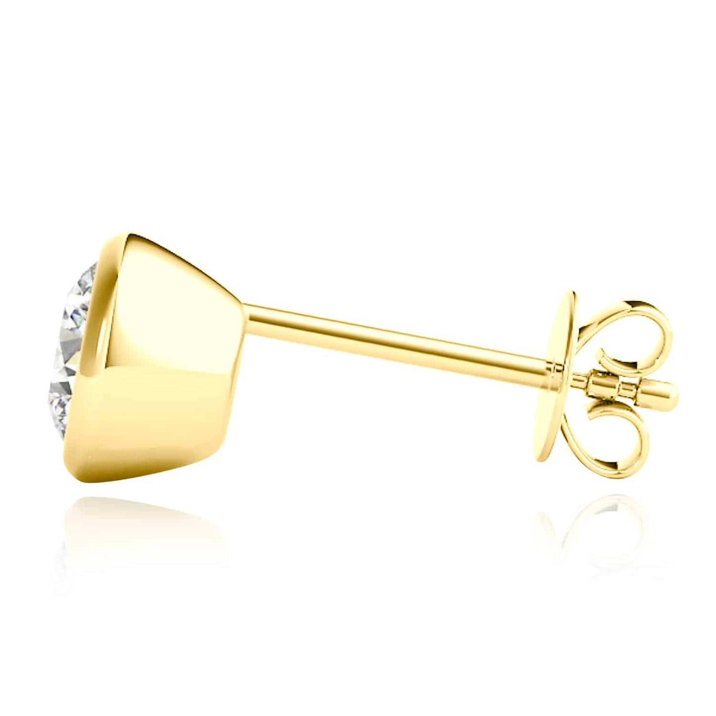 2CTW Lab-Grown Diamond 14K Real Gold Yellow White Rose Bezel Stud Earrings 6mm