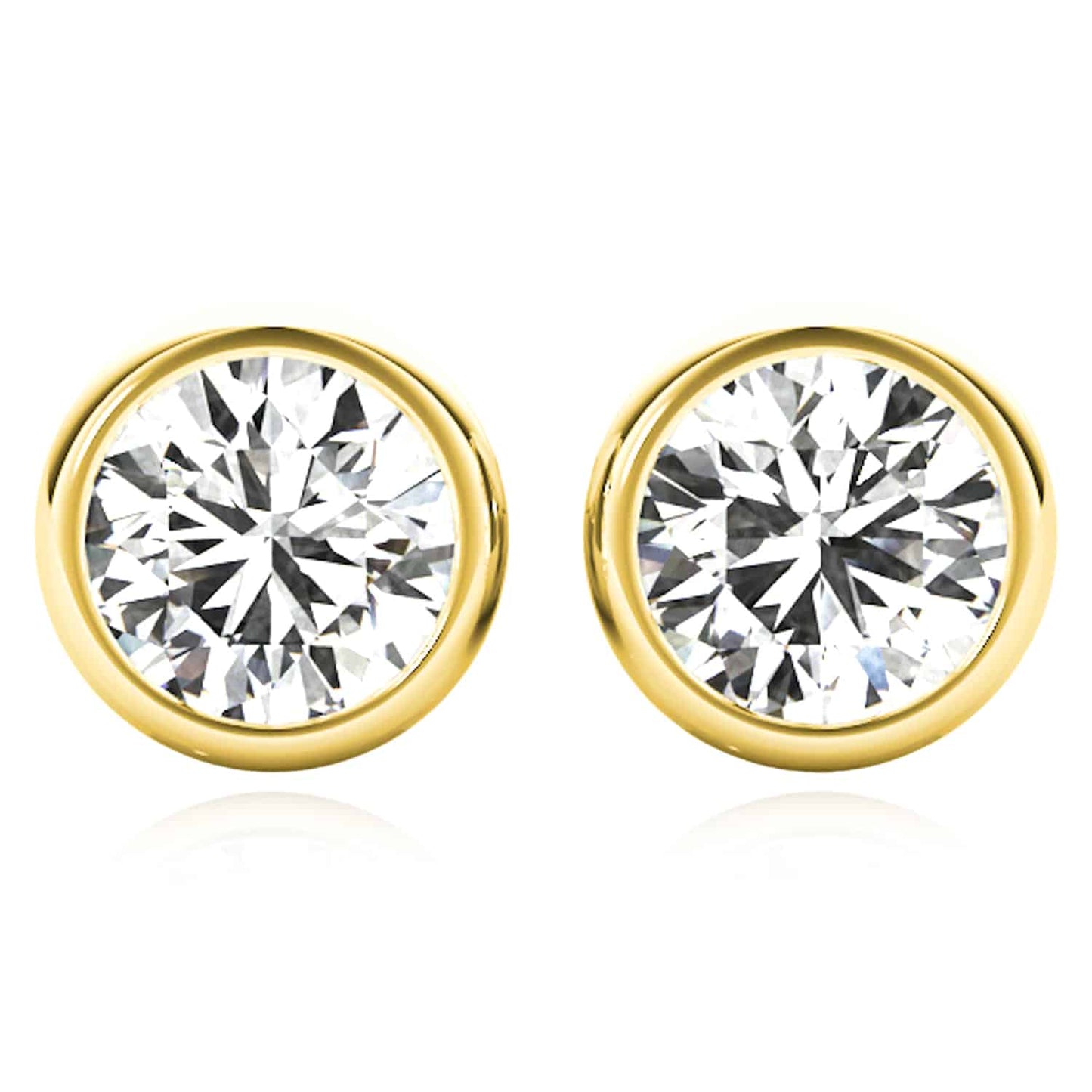 1CTW Lab-Grown Diamond 14K Real Gold Yellow White Rose Round Stud Push Back Earrings