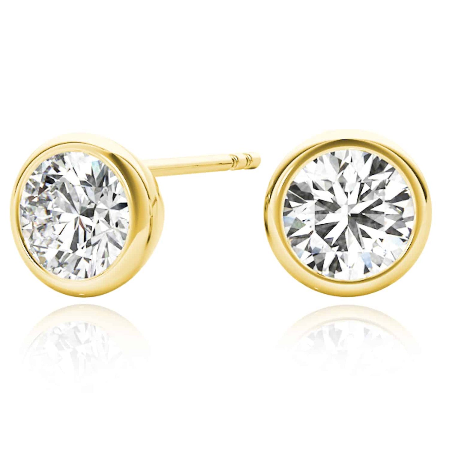 1CTW Lab-Grown Diamond 14K Real Gold Yellow White Rose Round Stud Push Back Earrings