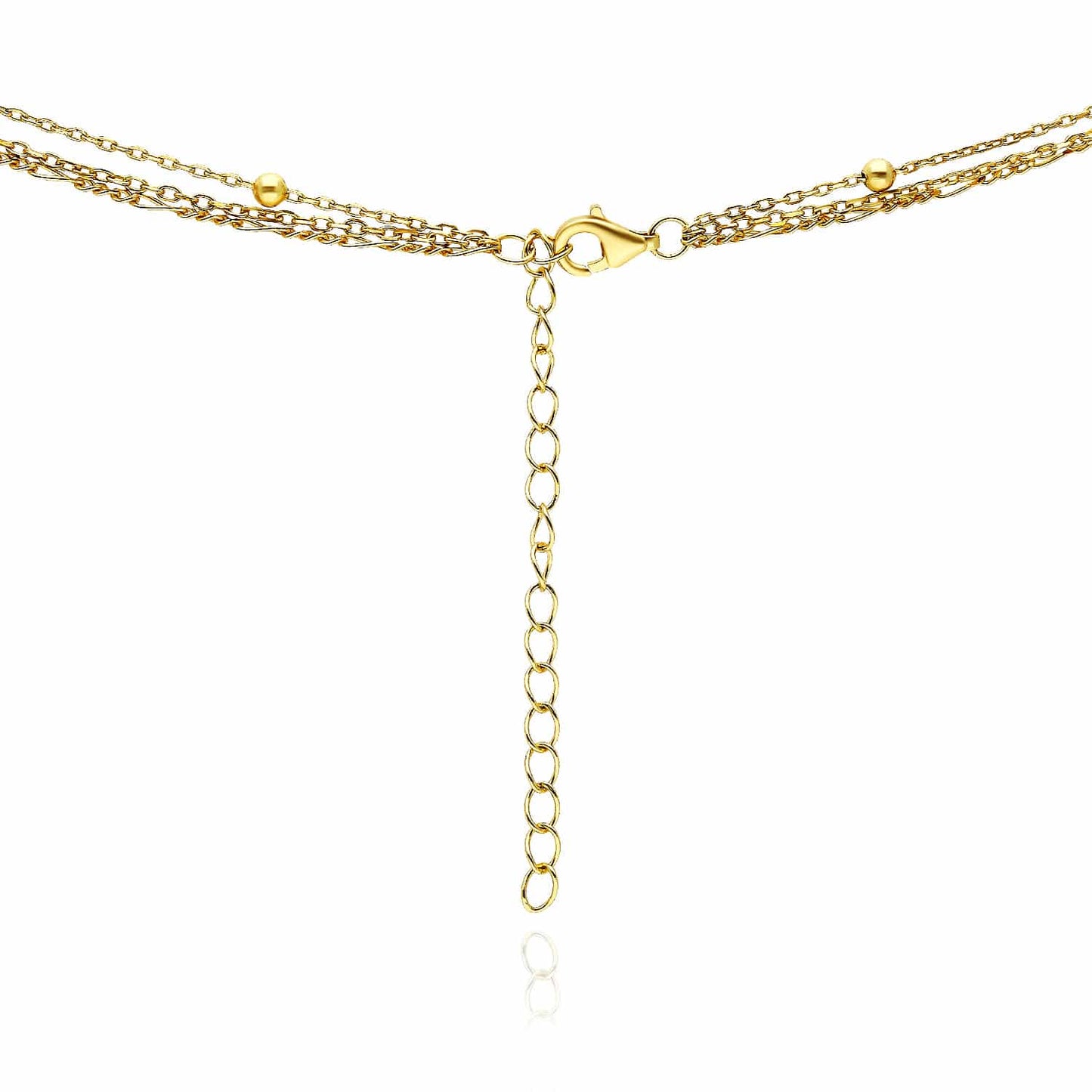 Sterling Silver Curved Bar Pendant Three Layered Chains 15"-17" Adjustable