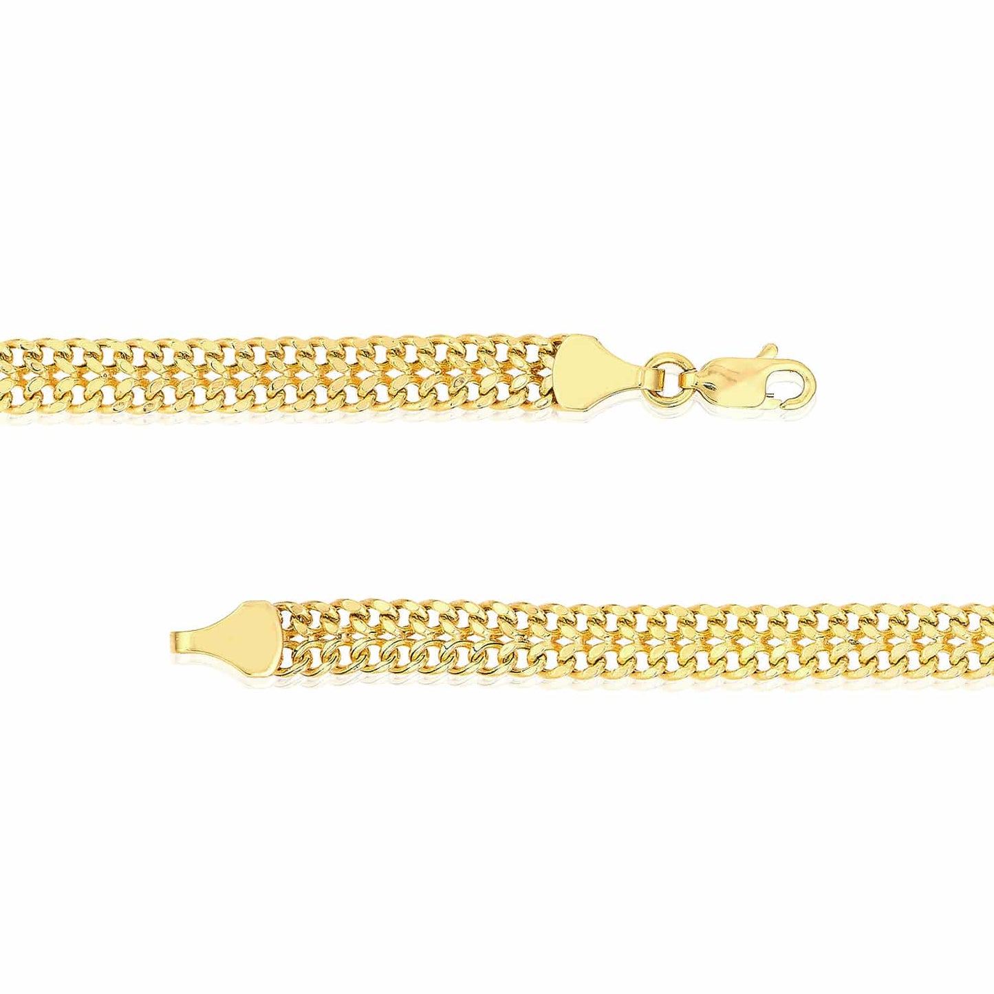 14K Real Gold Yellow 5.9mm Diamond-Cut Bismark Bracelet 7.5"