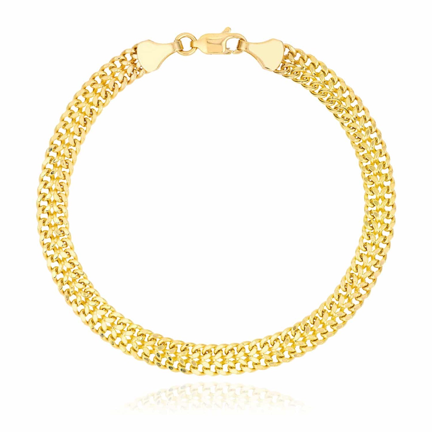 14K Real Gold Yellow 5.9mm Diamond-Cut Bismark Bracelet 7.5"