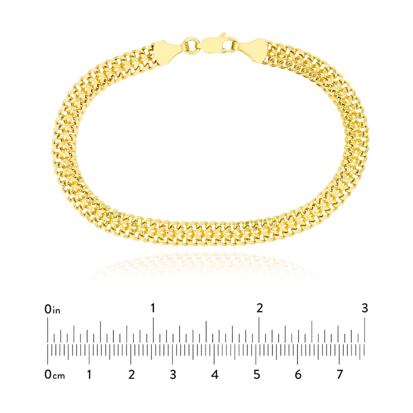 14K Real Gold Yellow 5.9mm Diamond-Cut Bismark Bracelet 7.5"